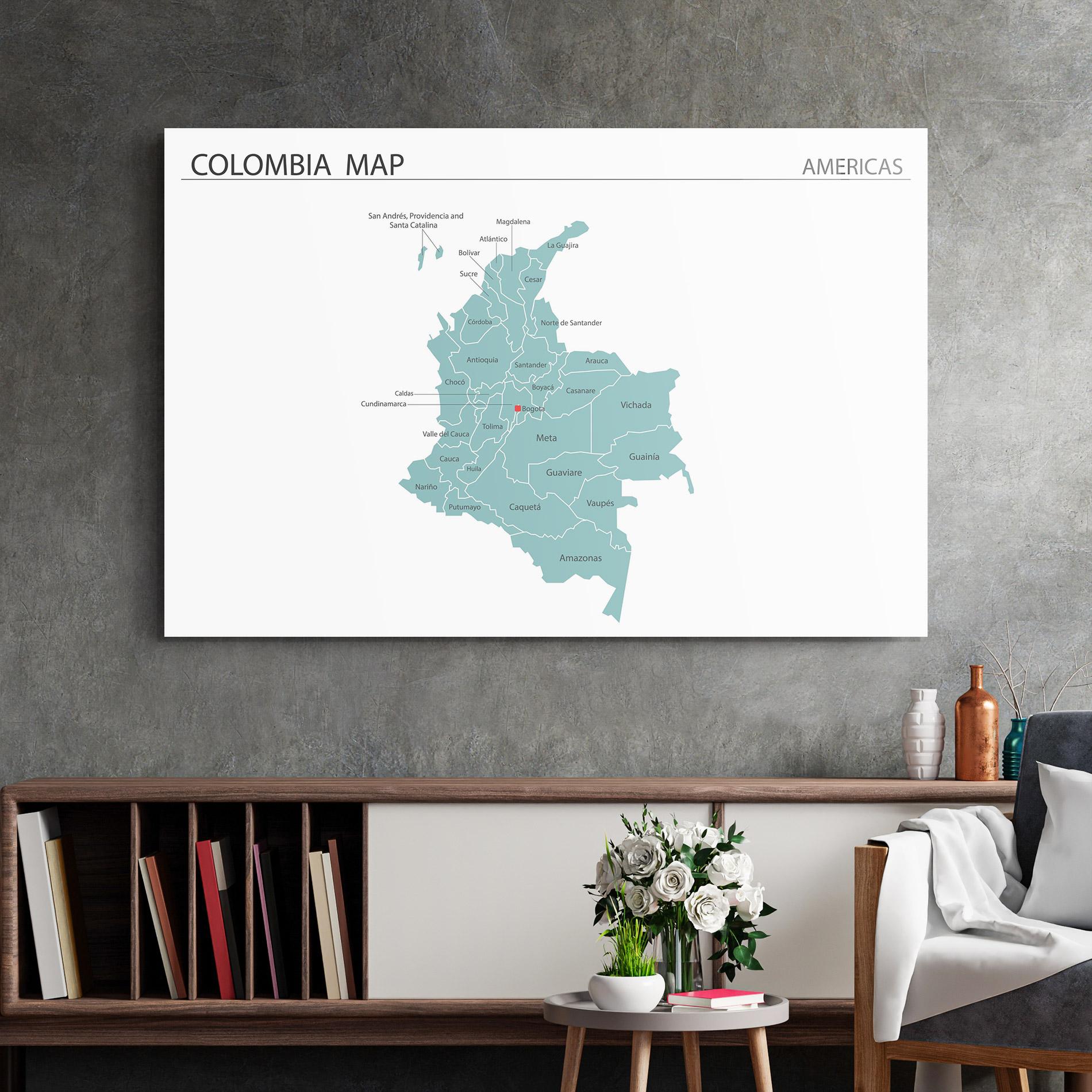 Стъклена картина Colombia Map mockup 2