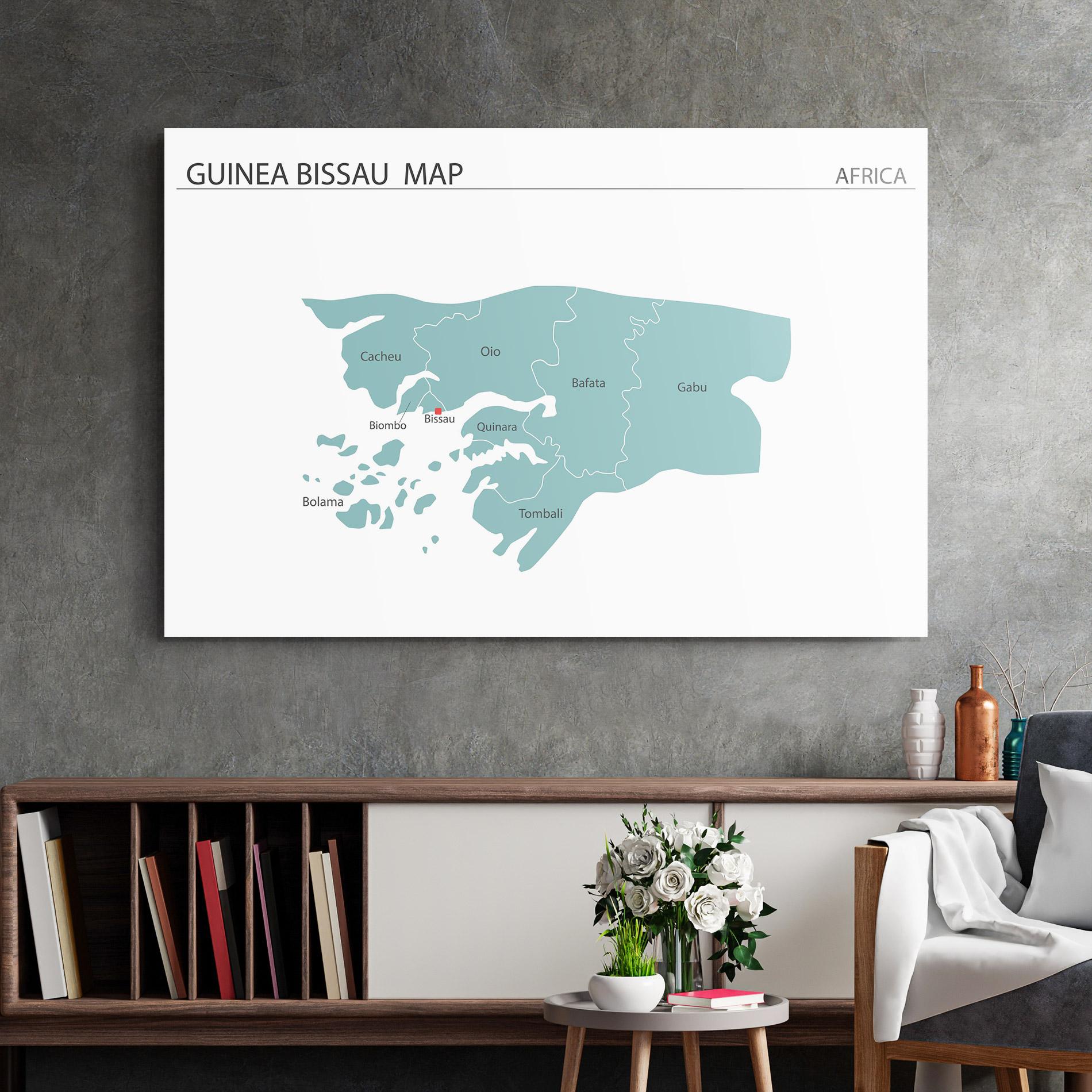 Стъклена картина Guinea Bissau Map mockup 2