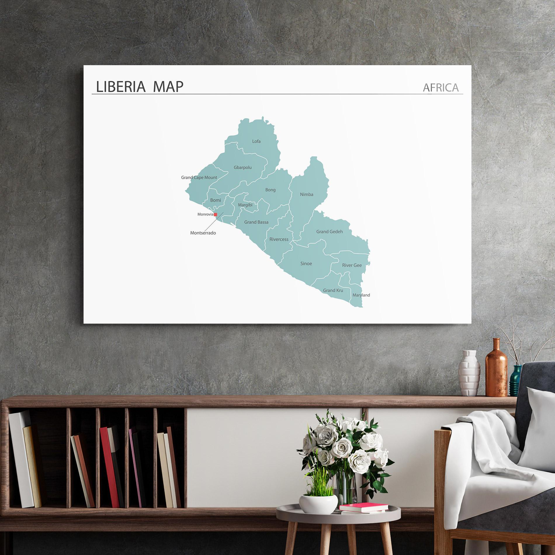 Стъклена картина Liberia Map mockup 2
