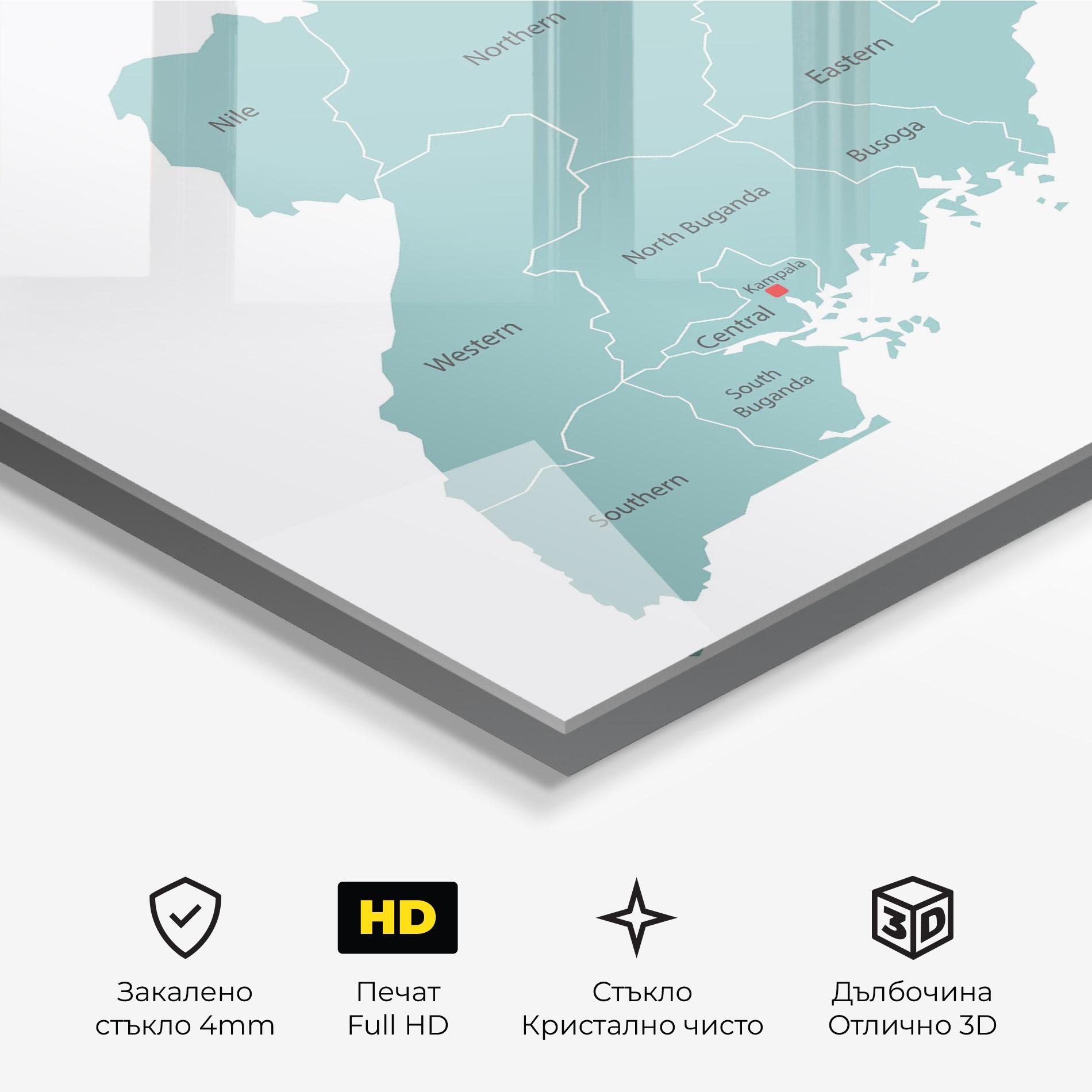 Стъклена картина Uganda Map mockup 3