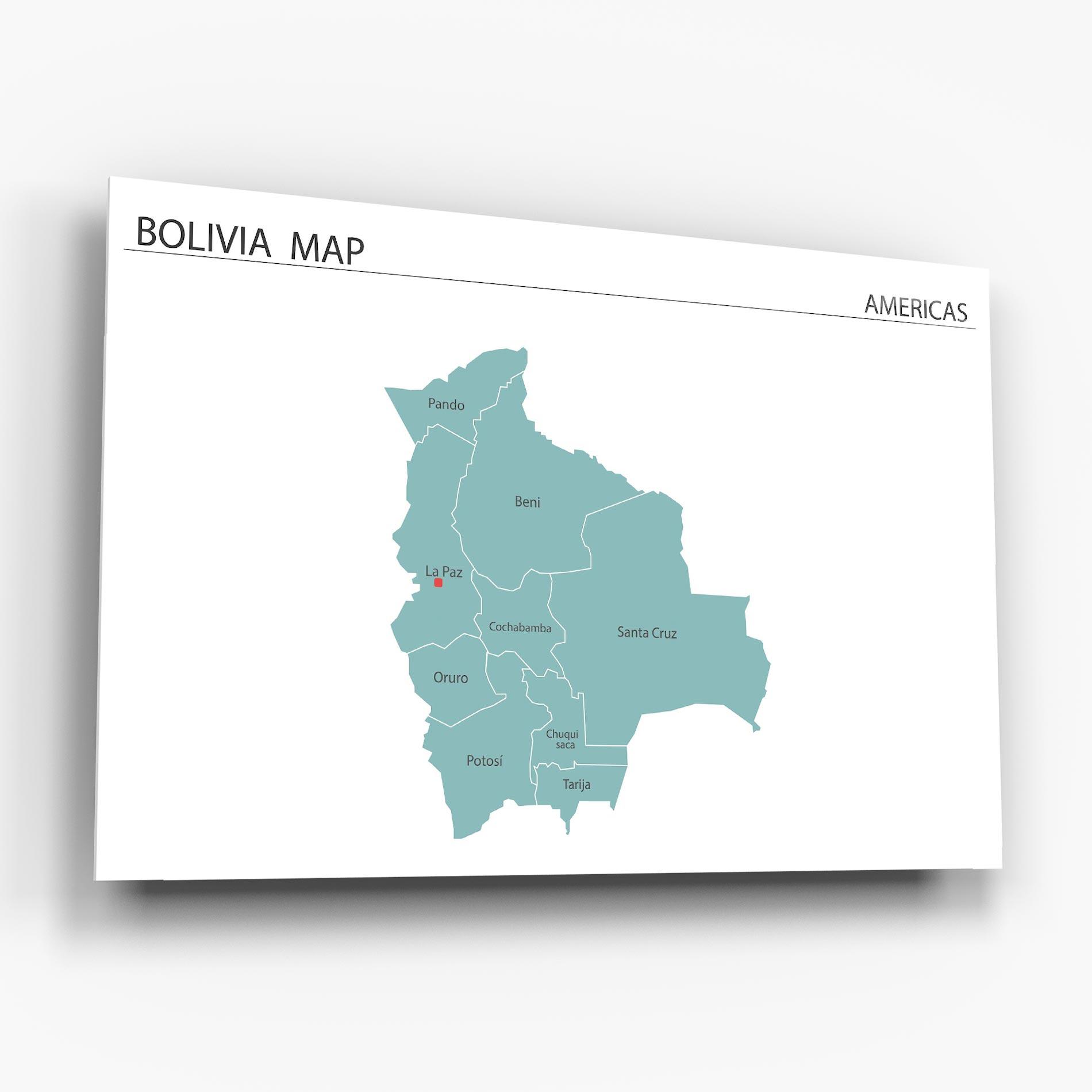 Стъклена картина Bolivia Map mockup 6
