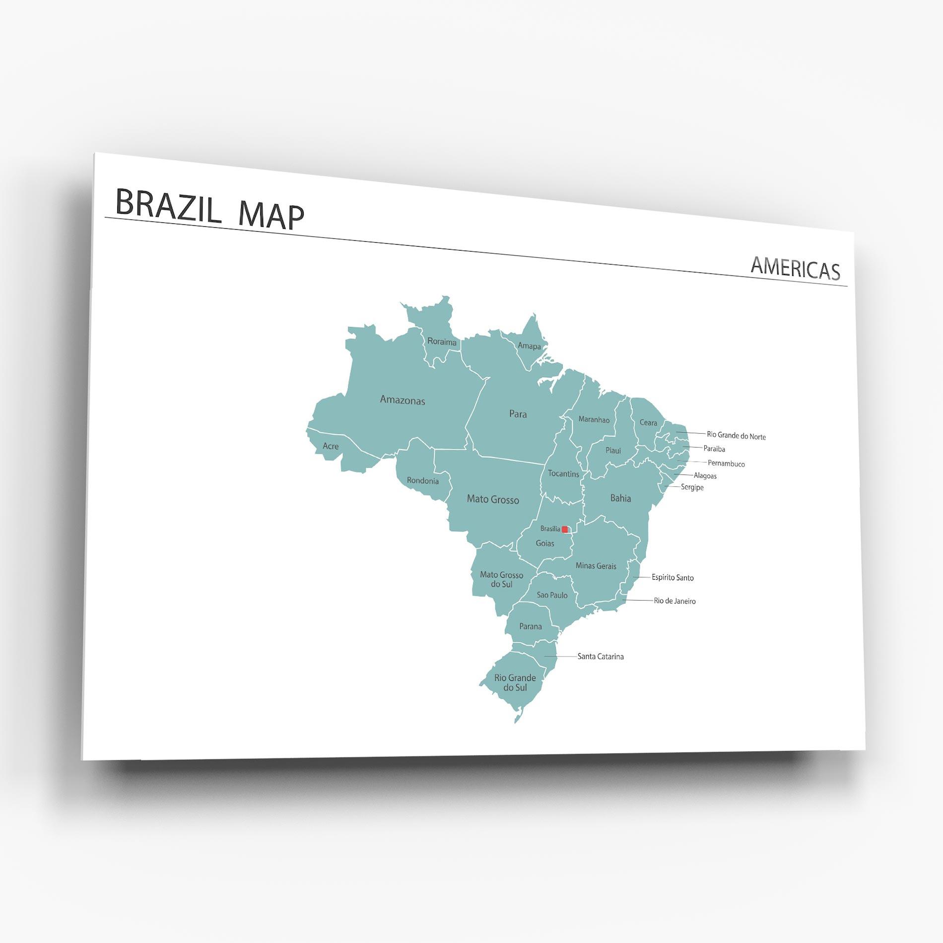 Стъклена картина Brazil Map mockup 6