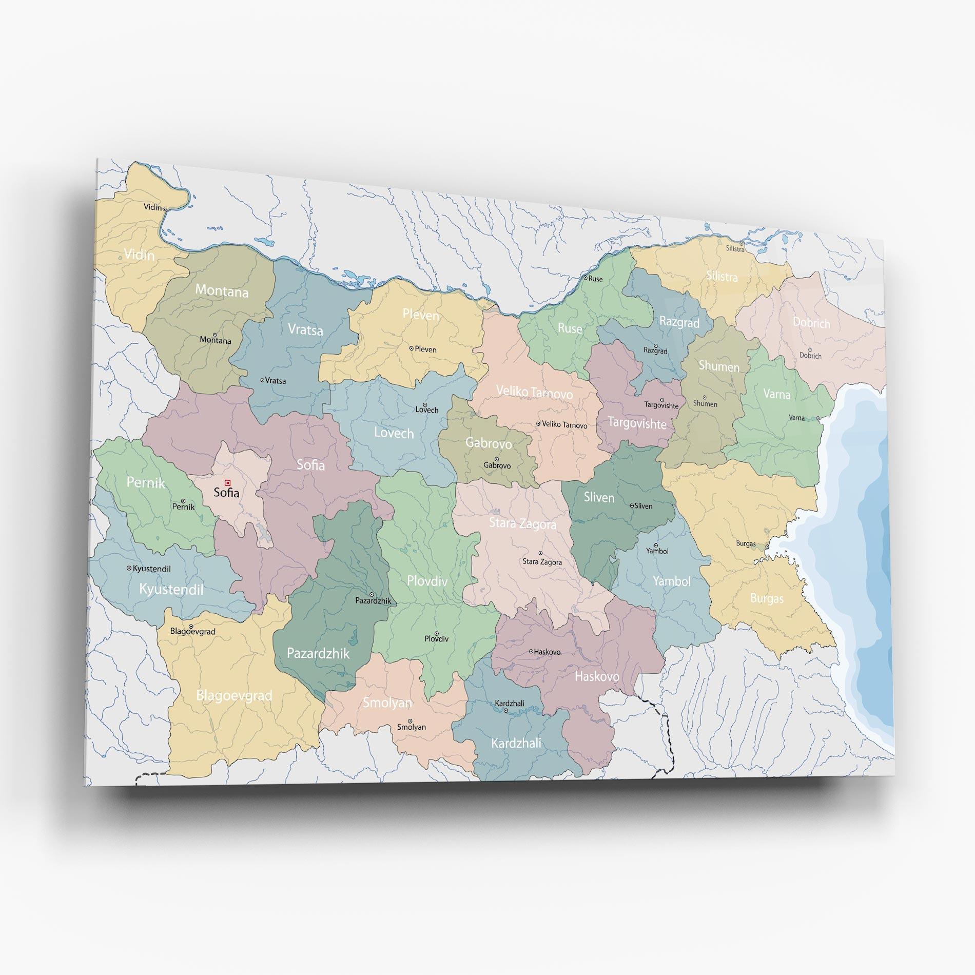 Стъклена картина Bulgaria Map mockup 6