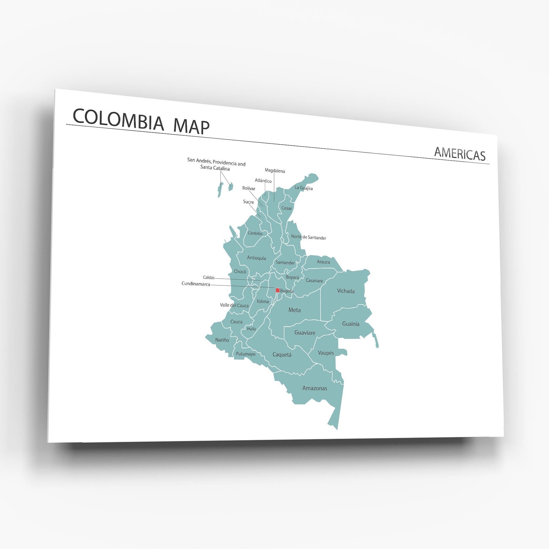 Стъклена картина Colombia Map mockup 6