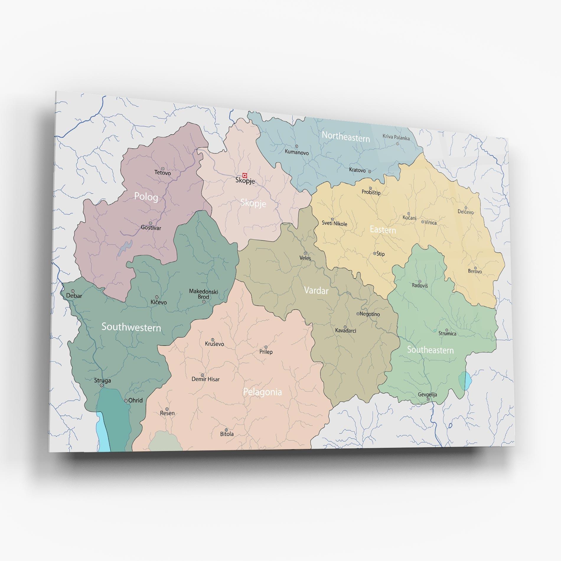 Стъклена картина North Macedonia Map mockup 6