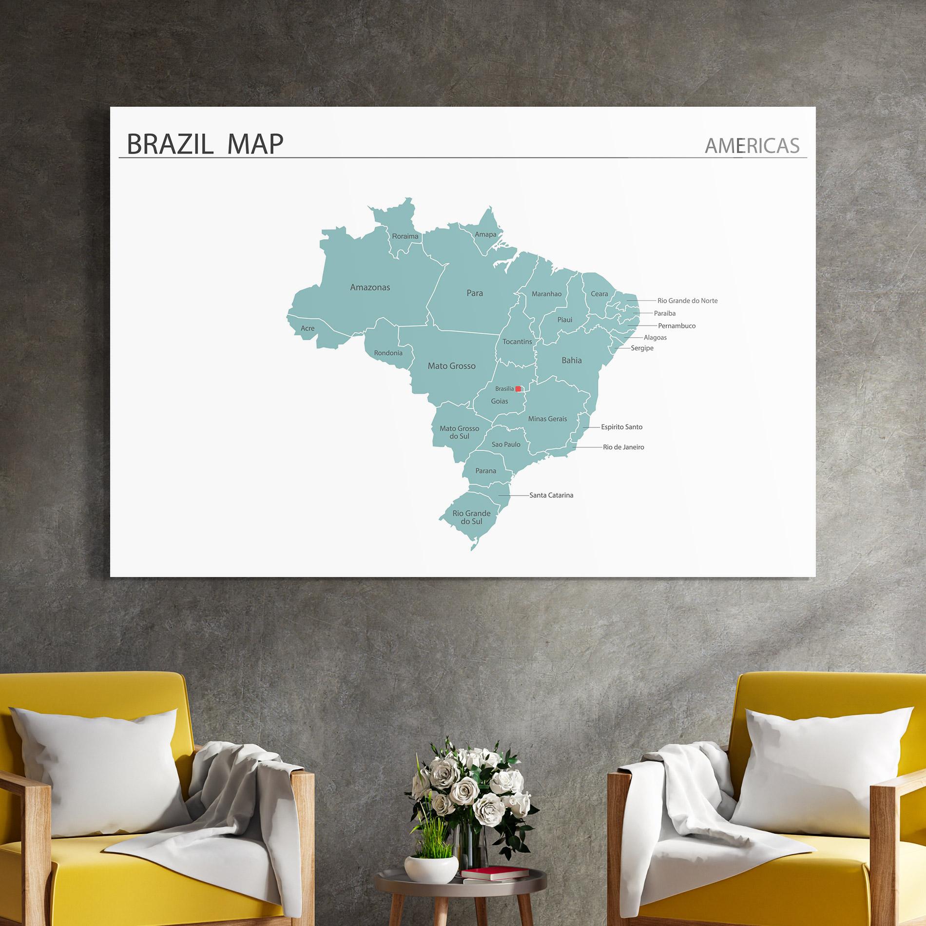 Стъклена картина Brazil Map mockup 4