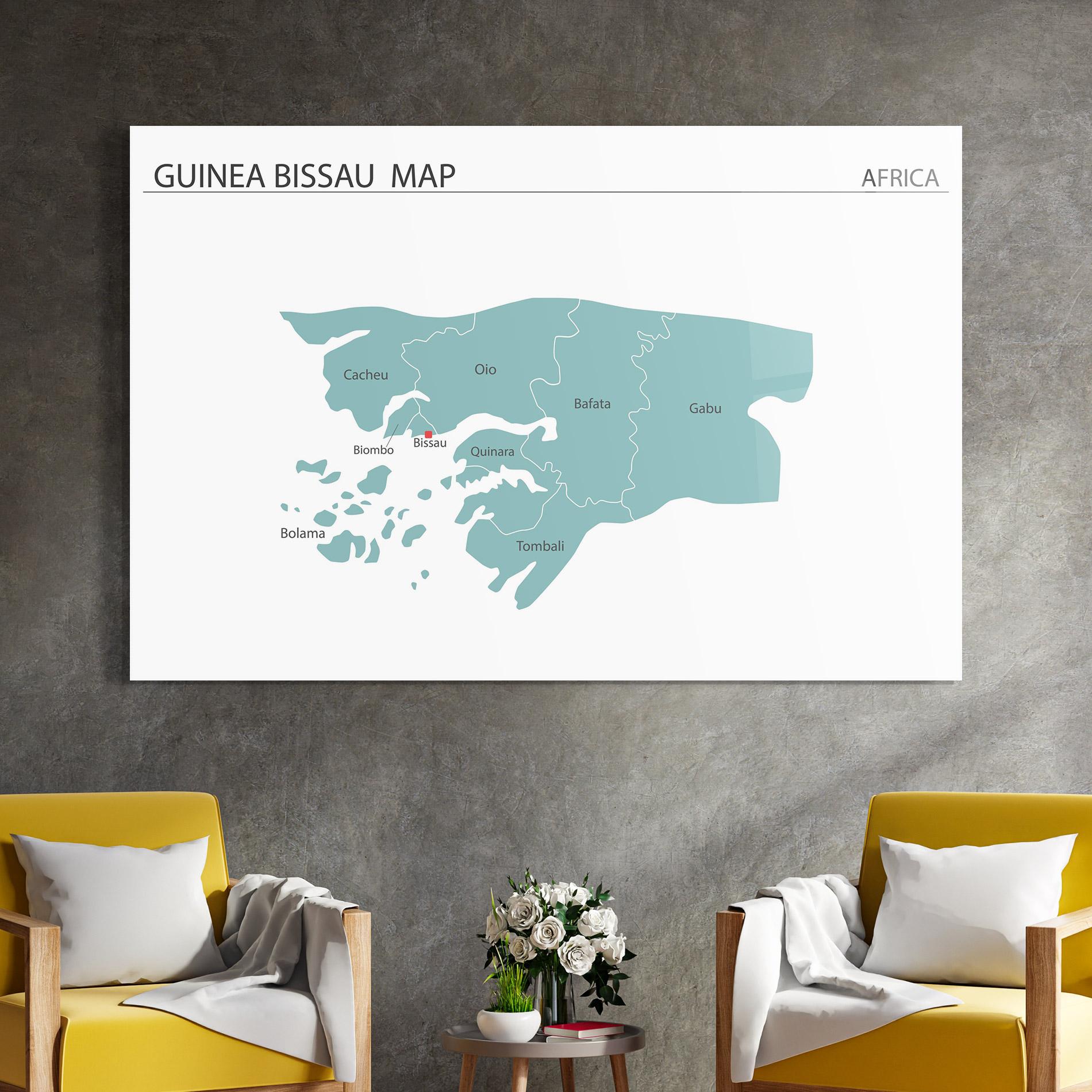Стъклена картина Guinea Bissau Map mockup 4