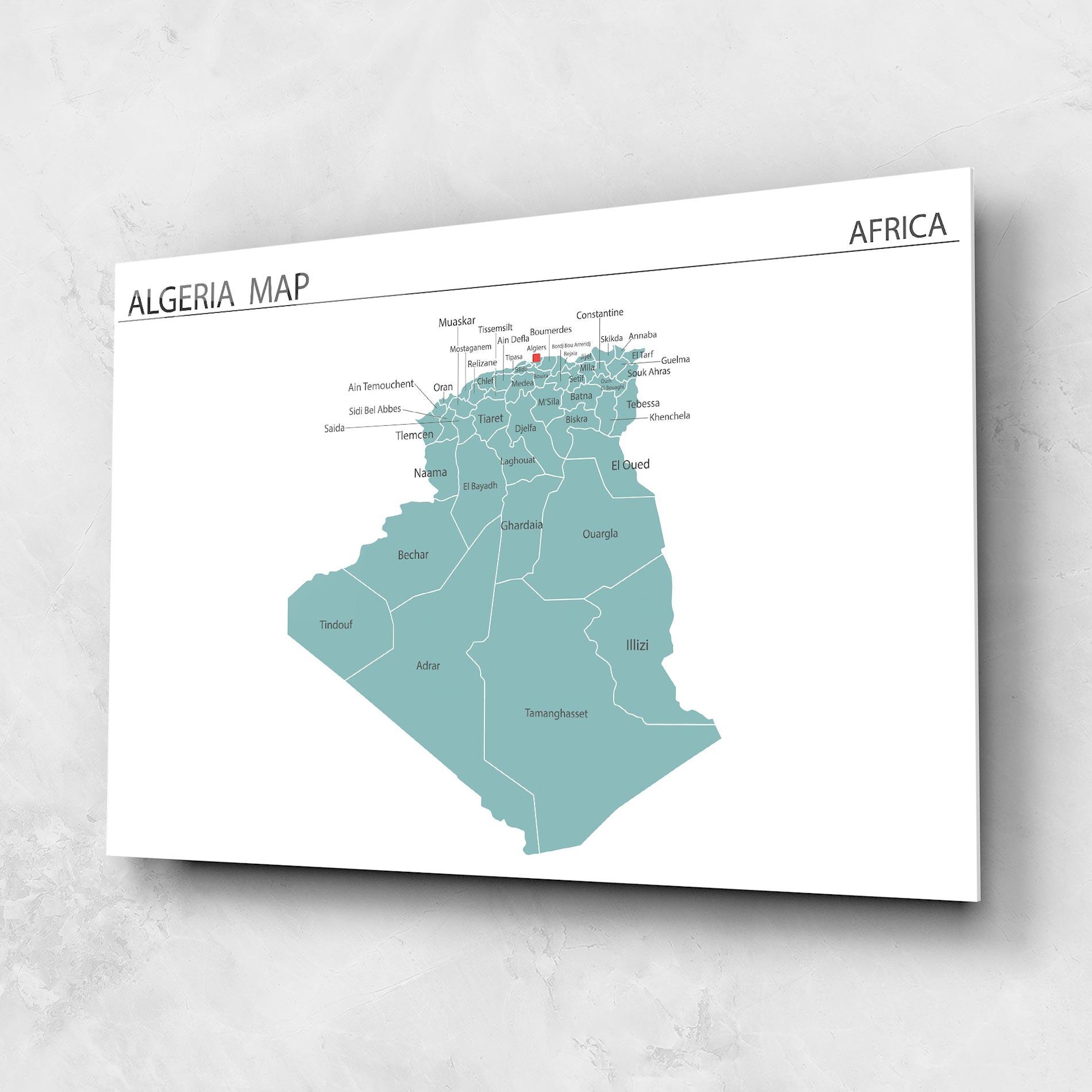 Стъклена картина Algeria Map mockup 1