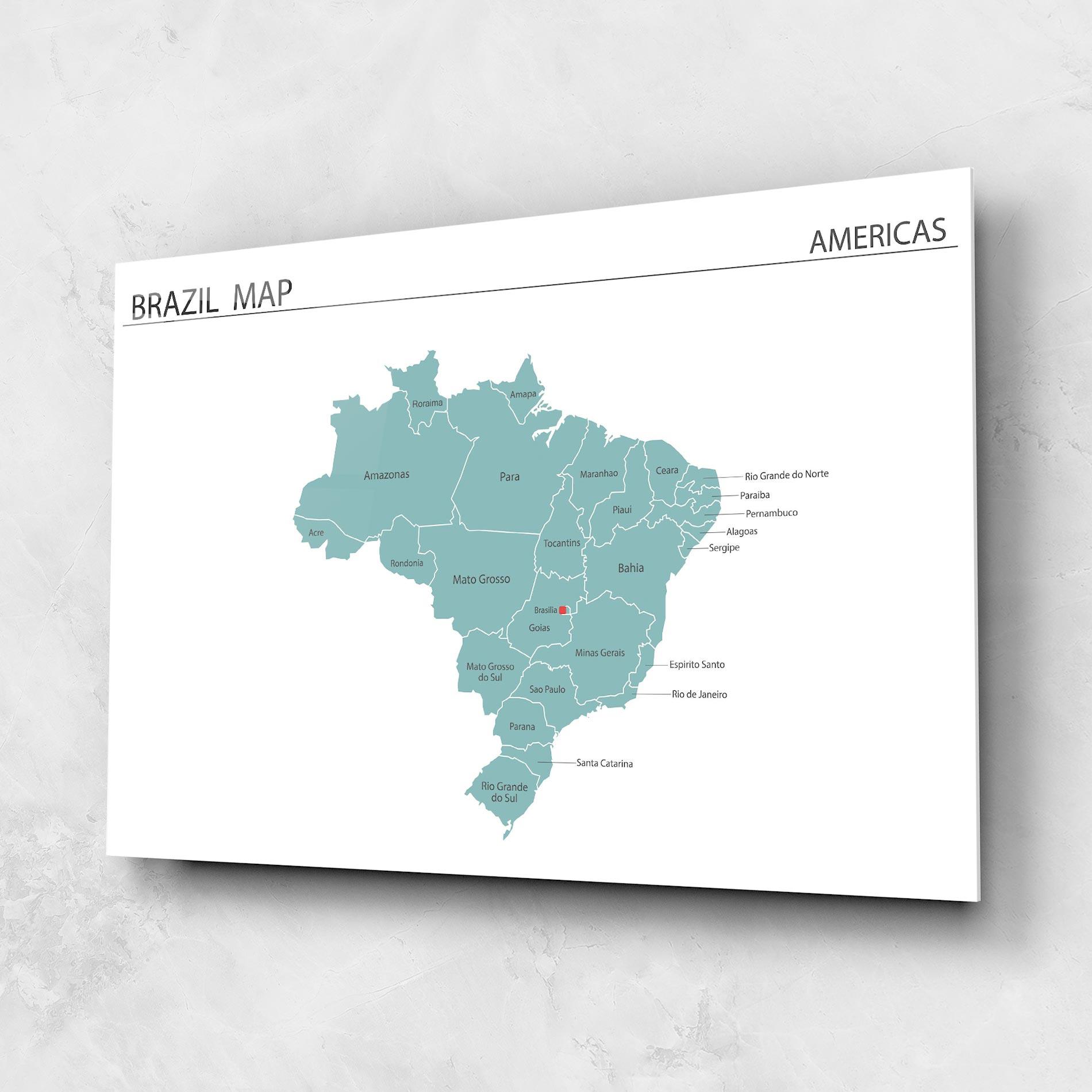 Стъклена картина Brazil Map mockup 1