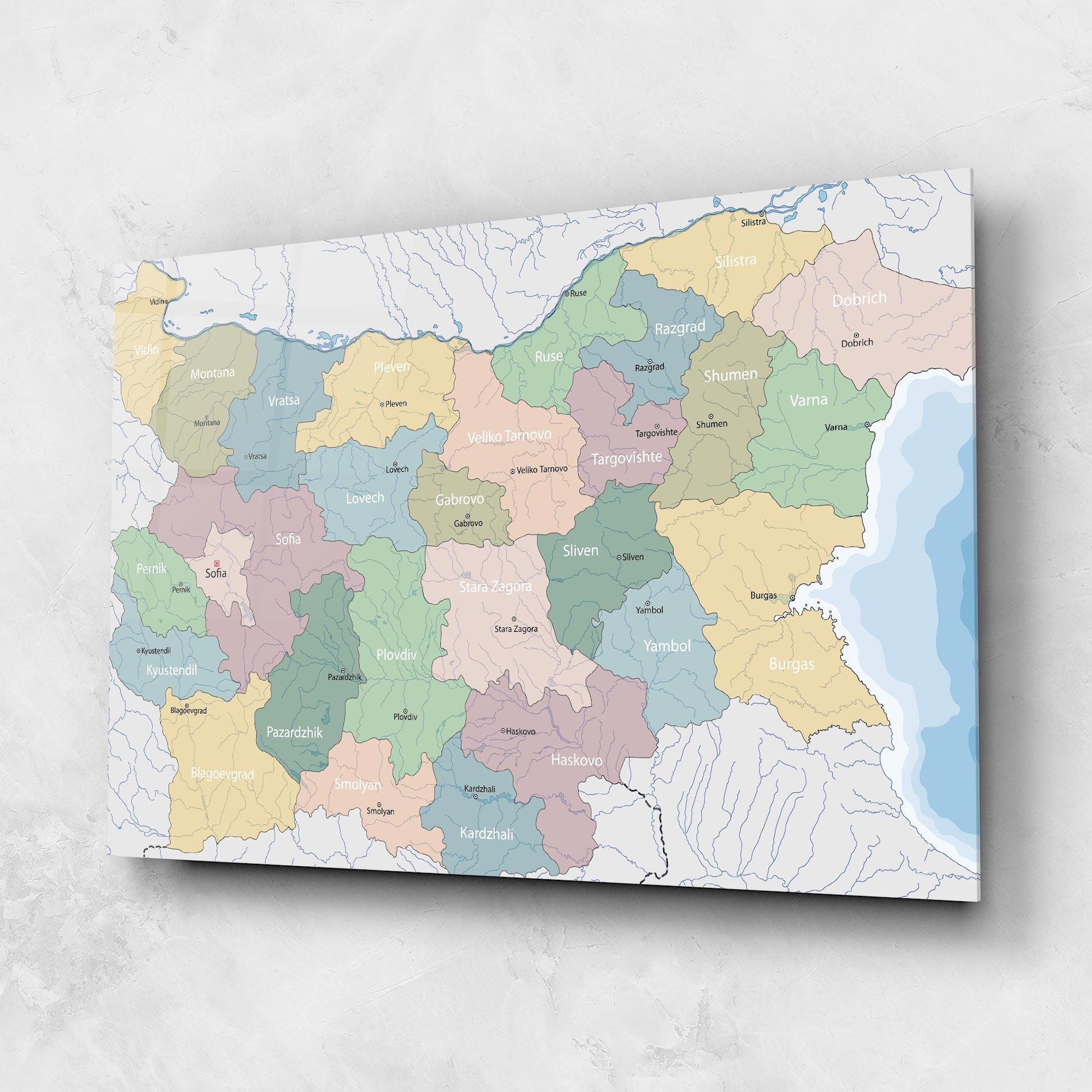 Стъклена картина Bulgaria Map mockup 1