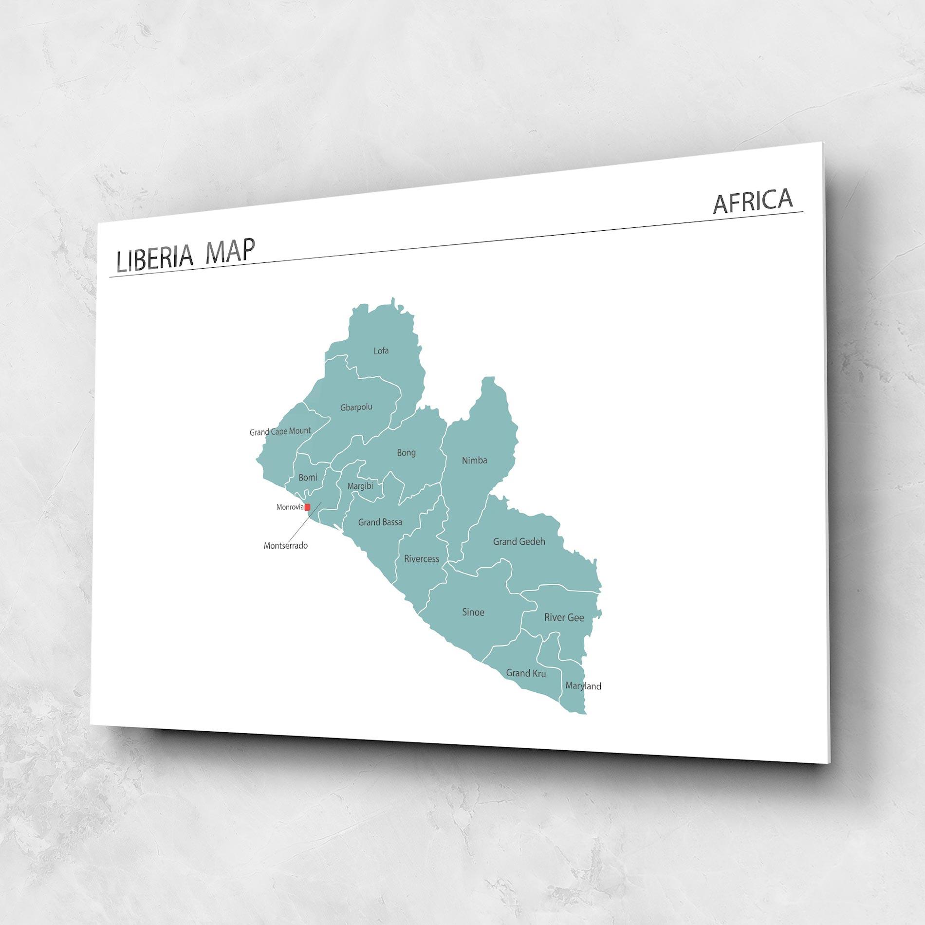 Стъклена картина Liberia Map mockup 1