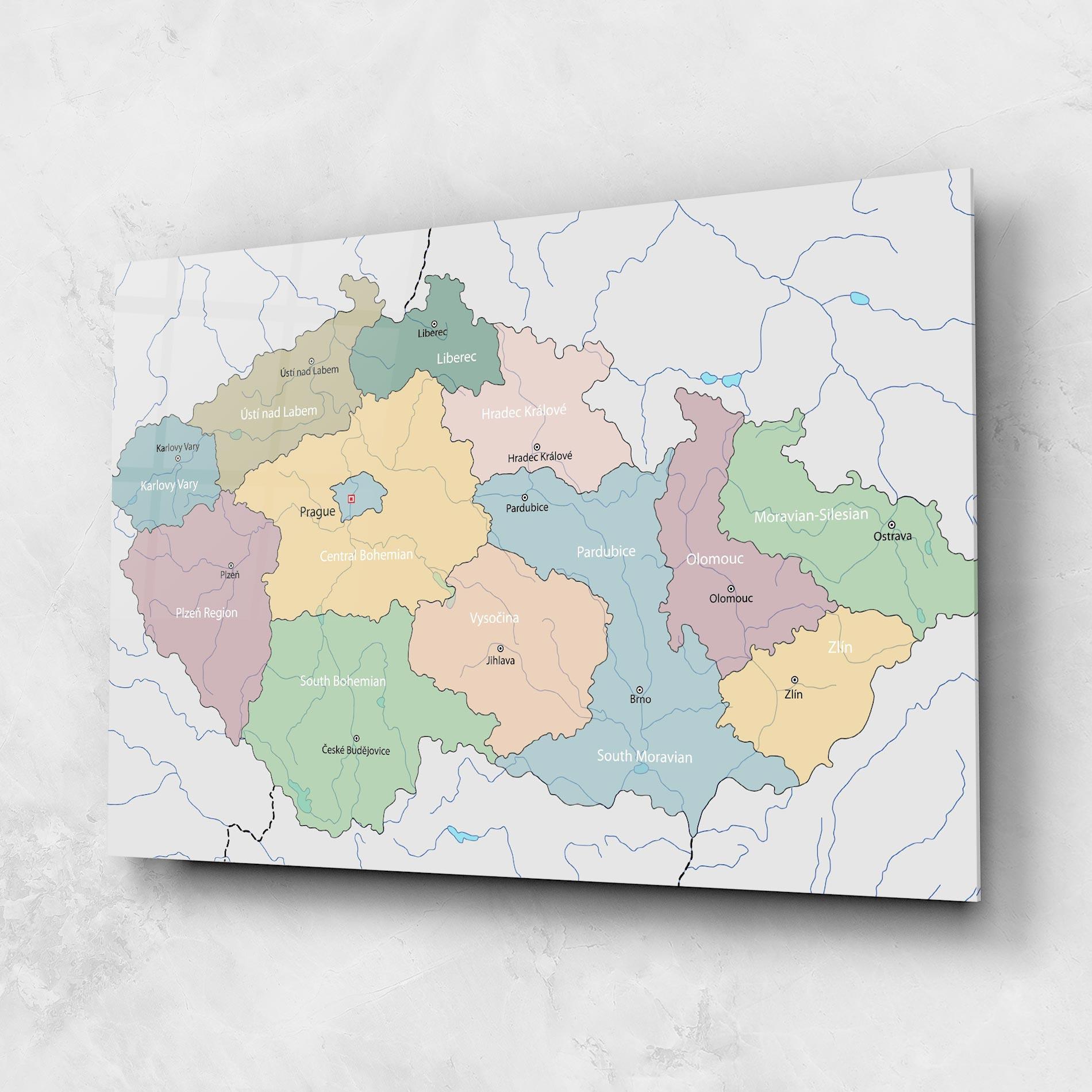 Стъклена картина Map Czech Republic mockup 1