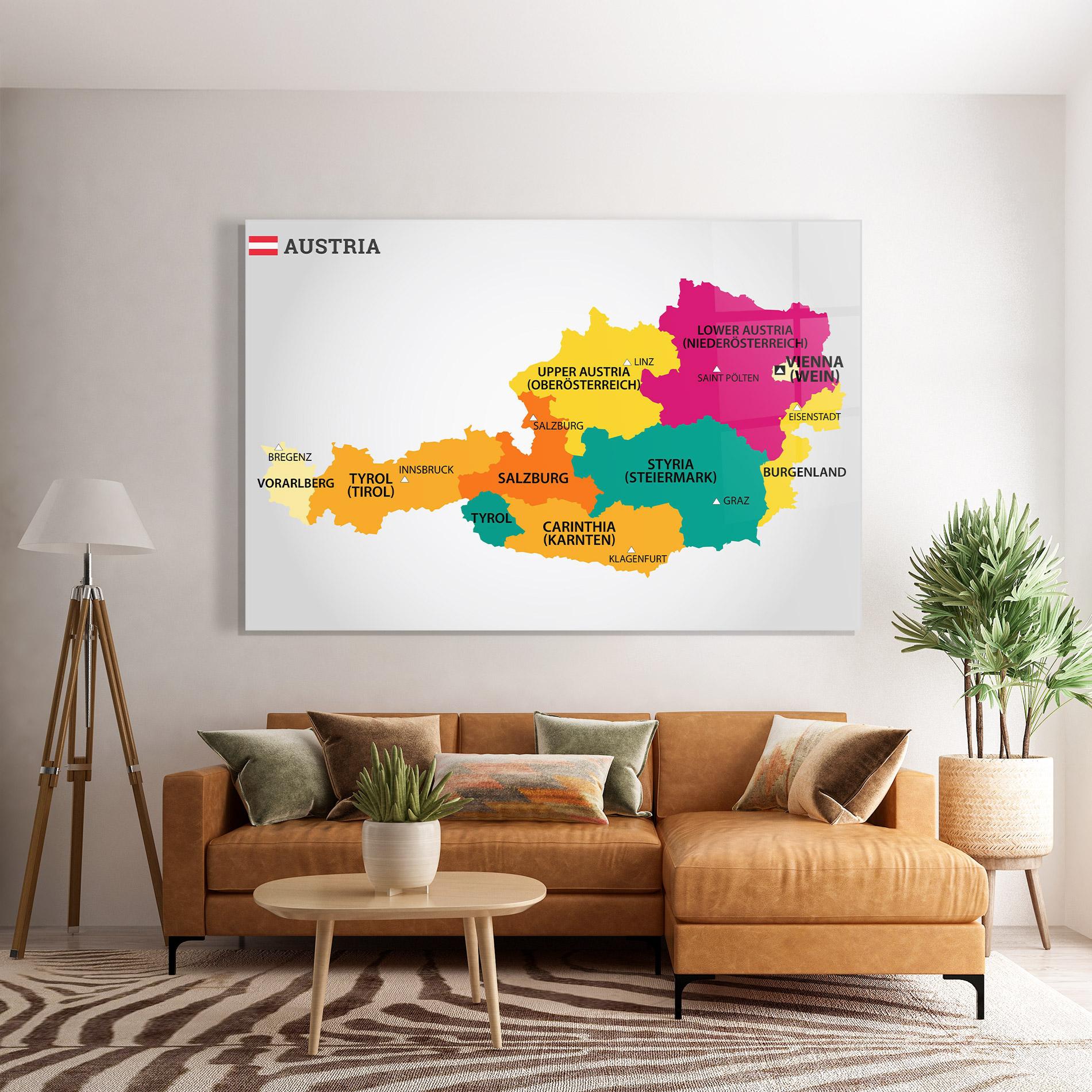 Стъклена картина Austria Color Map mockup 7