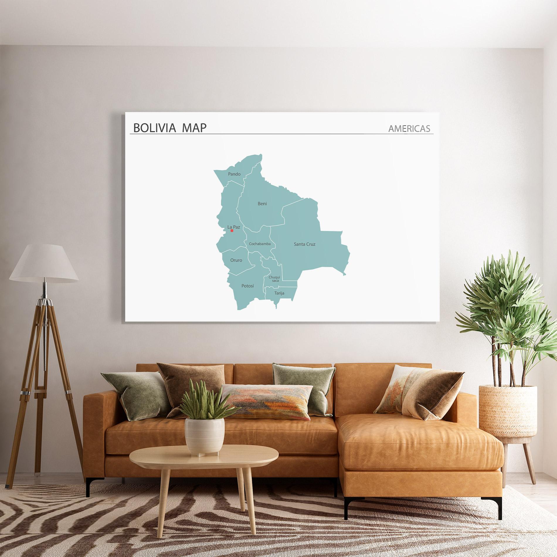 Стъклена картина Bolivia Map mockup 7