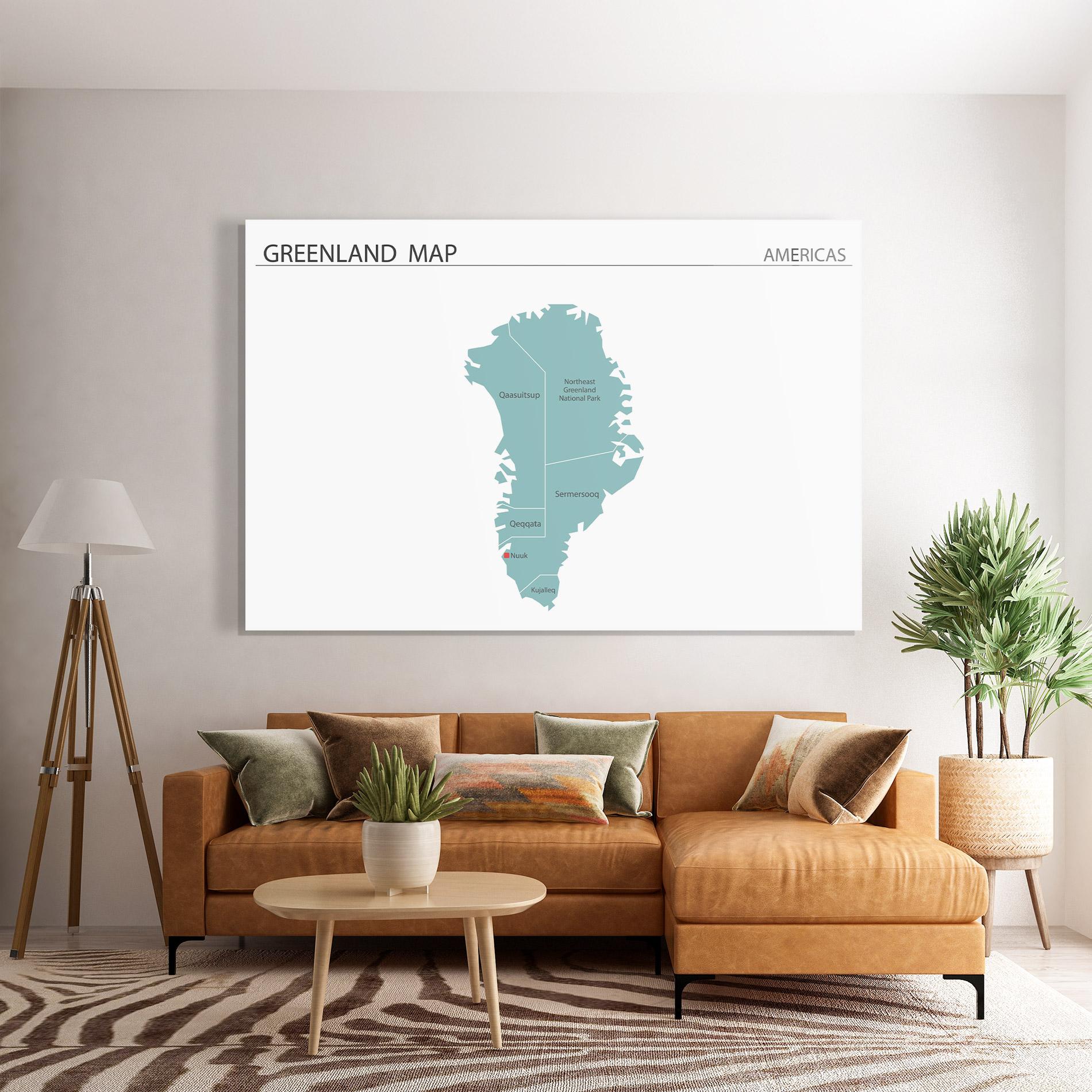 Стъклена картина Greenland Map mockup 7