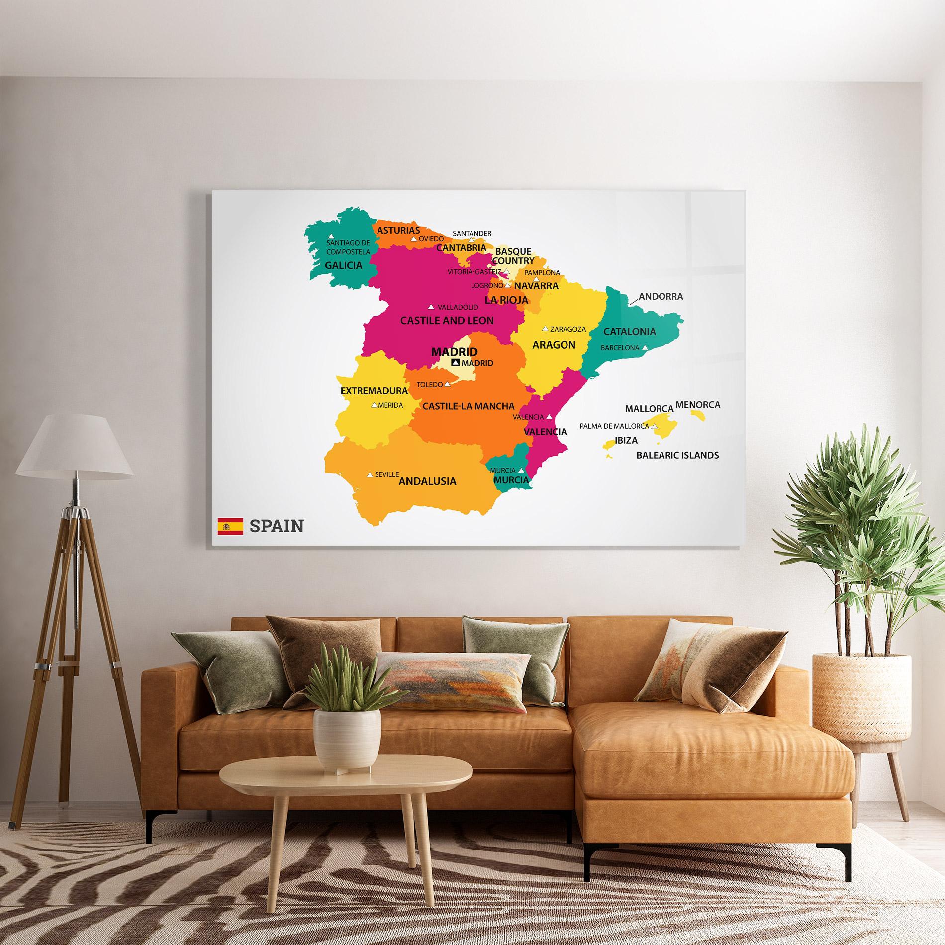 Стъклена картина Spain Colorful Map mockup 7