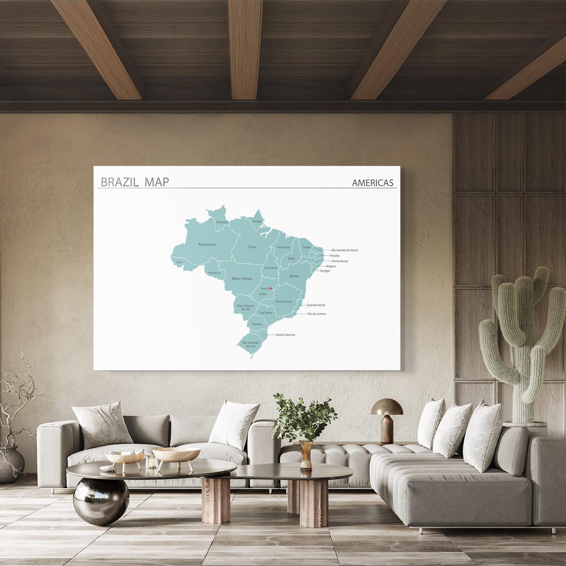 Стъклена картина Brazil Map mockup 8