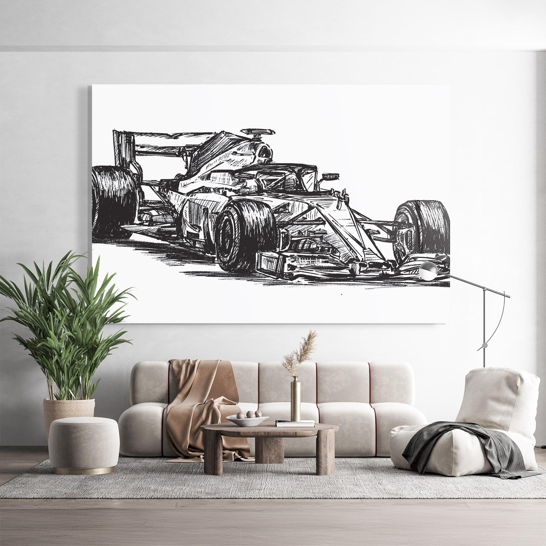 Стъклена картина Black Line F1 mockup 9