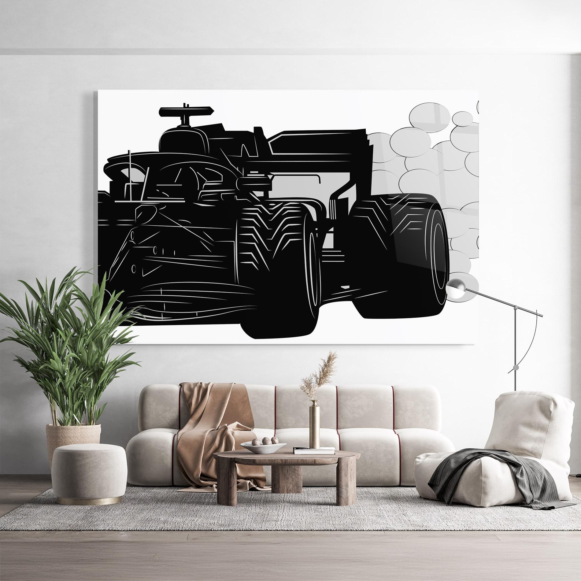 Стъклена картина Car F1 Smoke mockup 9
