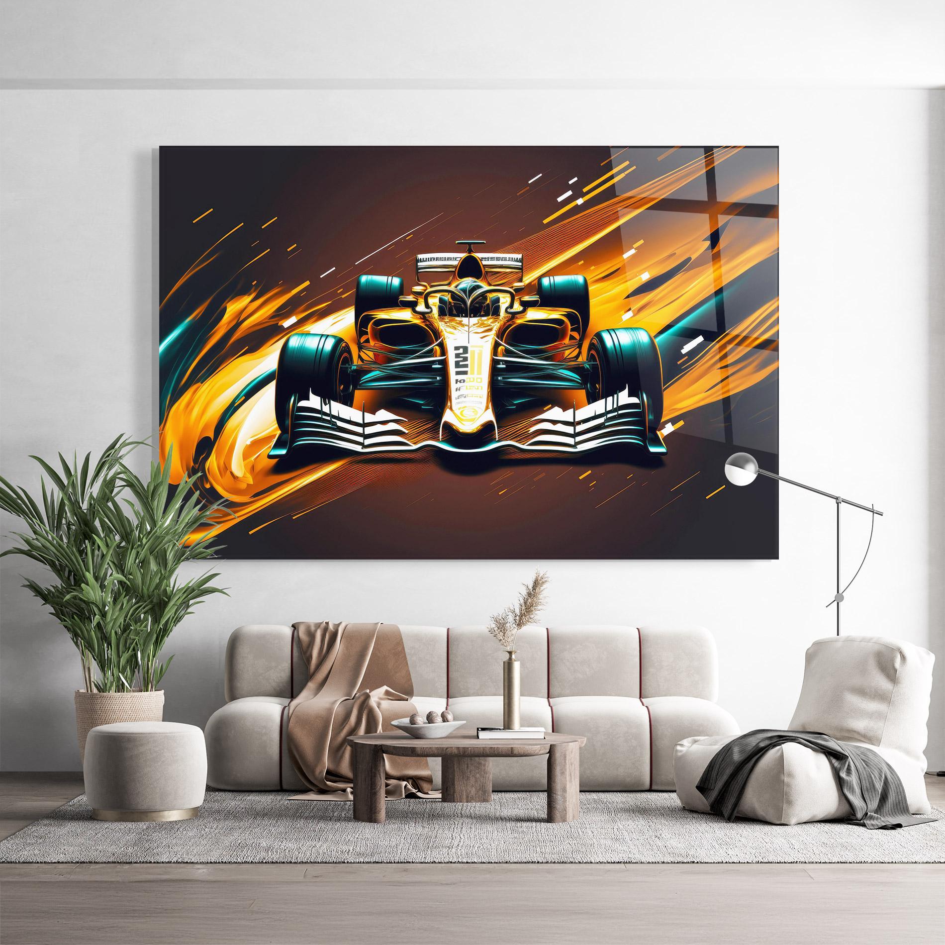 Стъклена картина Orange Racing Car mockup 9