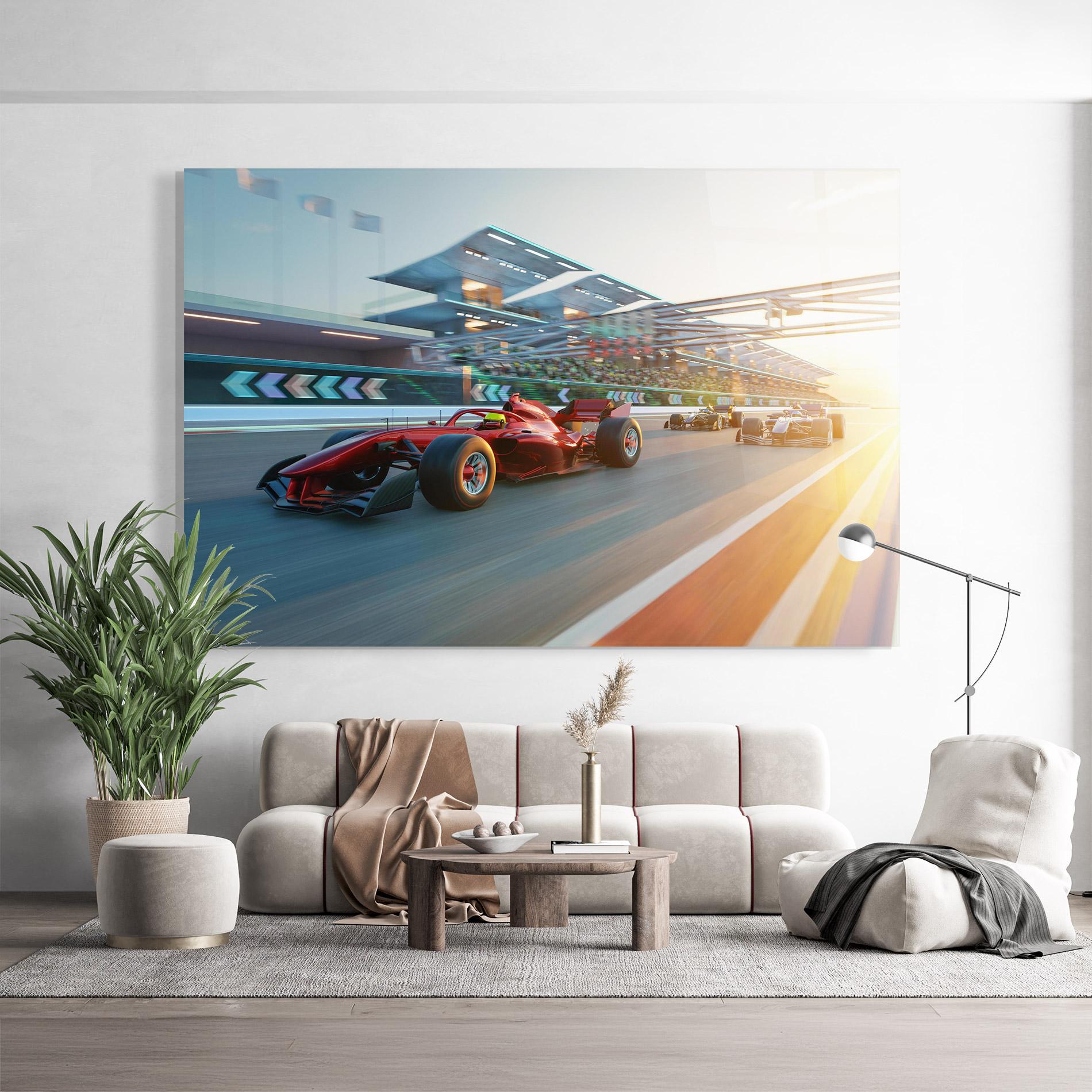 Стъклена картина Red F1 Speed mockup 9