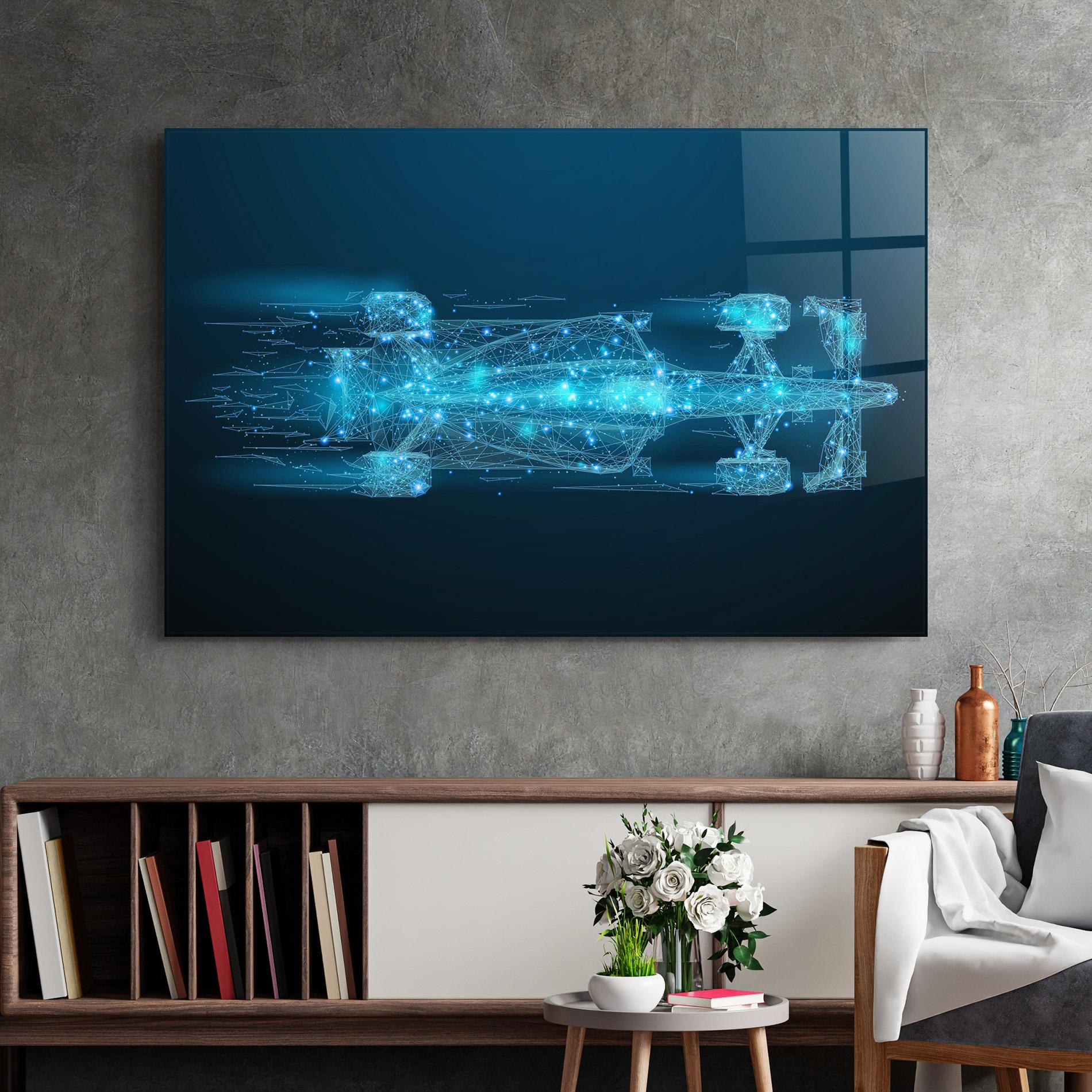 Стъклена картина Blue Light F1 mockup 2
