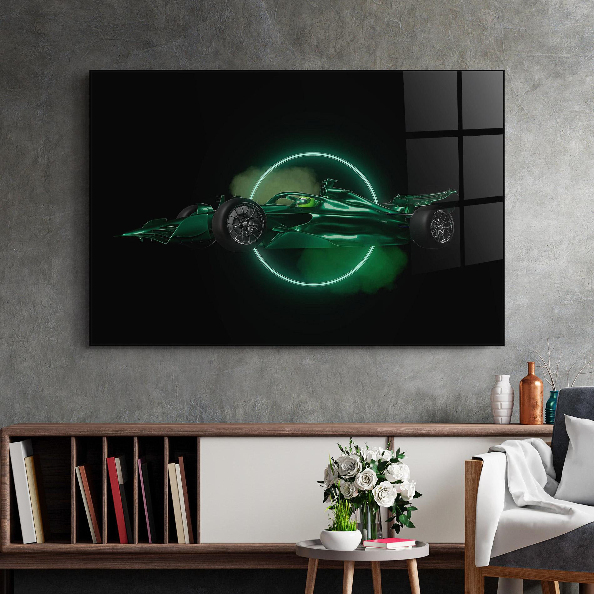 Стъклена картина Green Racing Car mockup 2