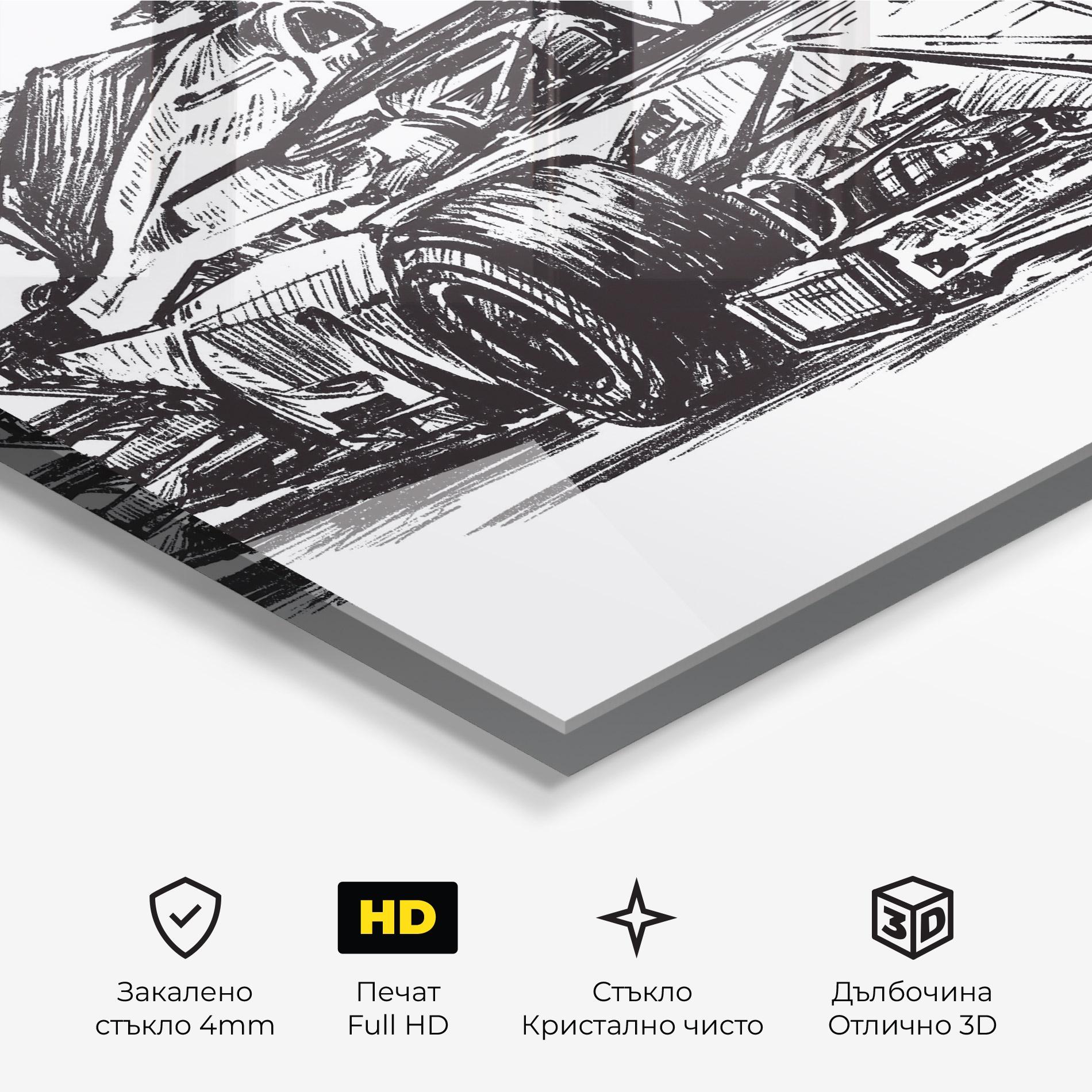 Стъклена картина Black Line F1 mockup 3