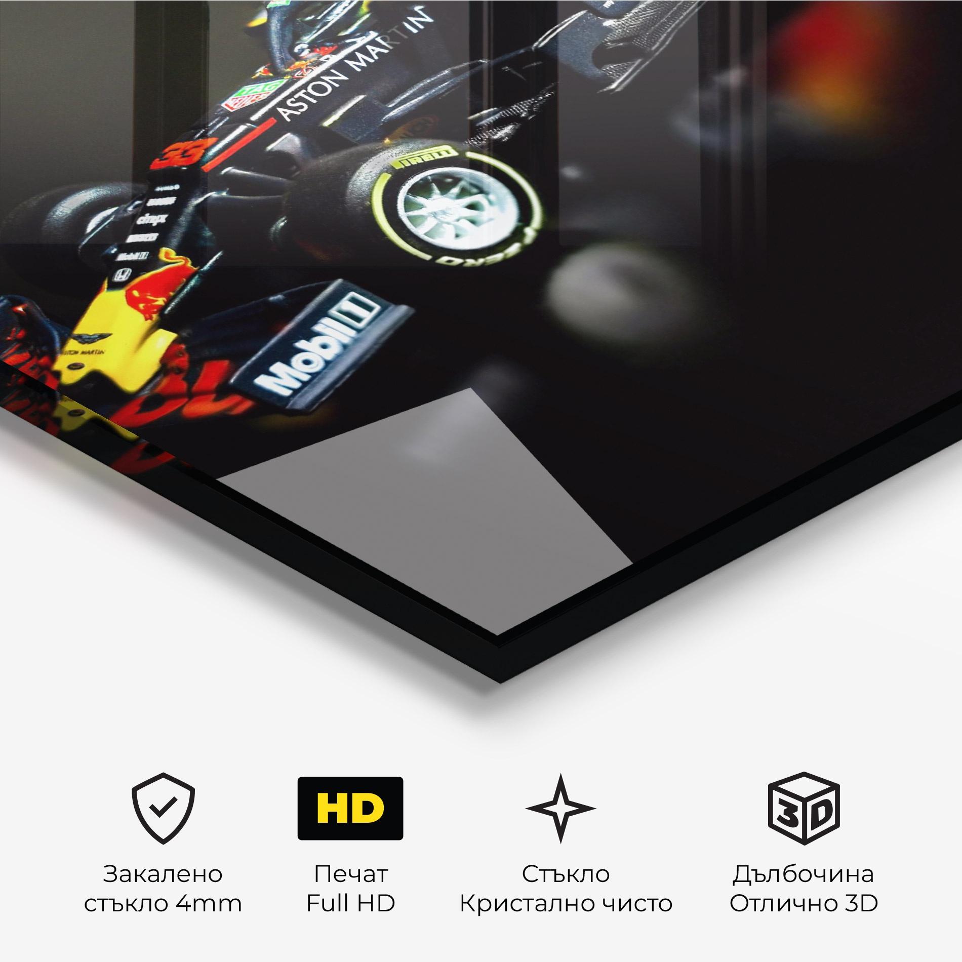 Стъклена картина Black Yellow F1 mockup 3