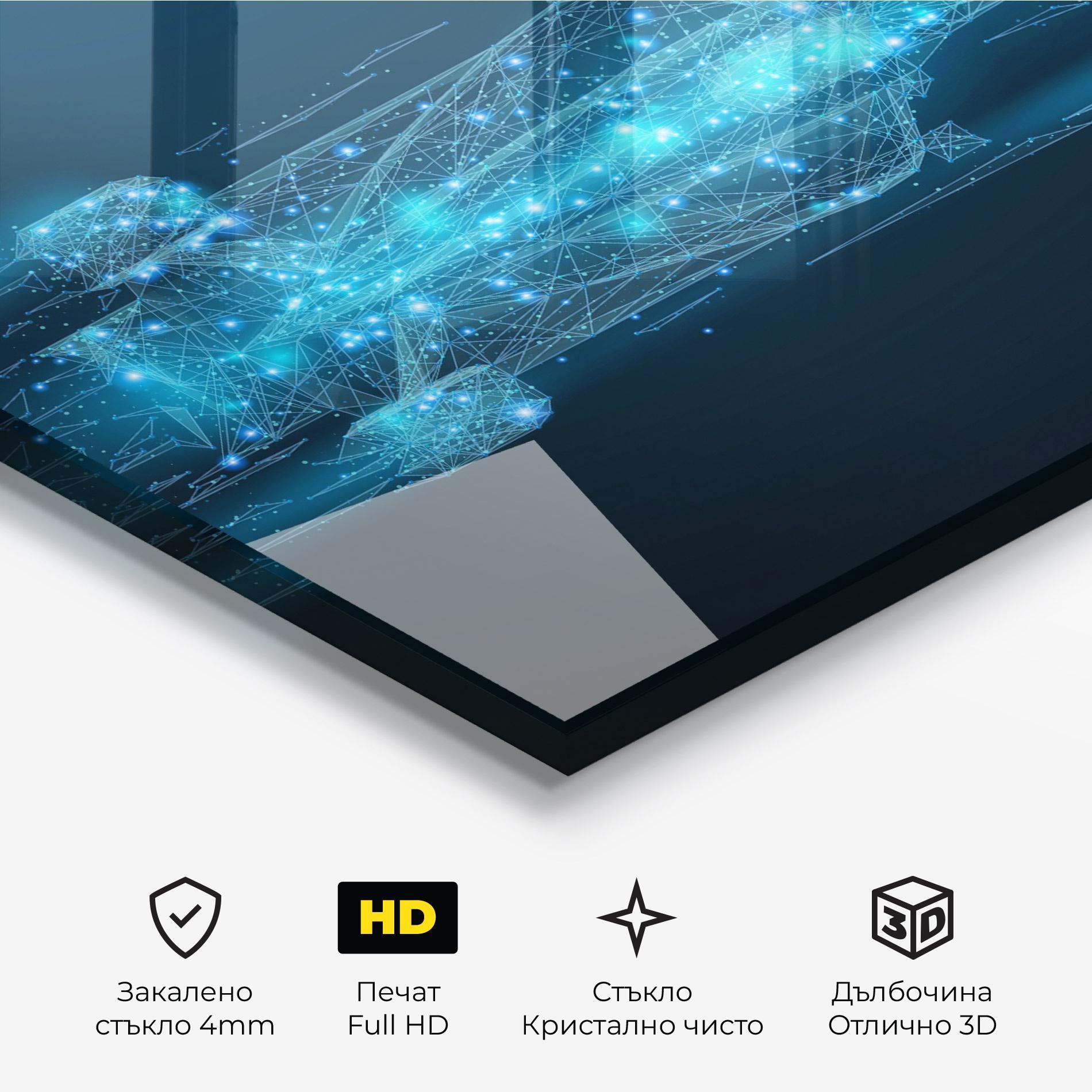 Стъклена картина Blue Light F1 mockup 3