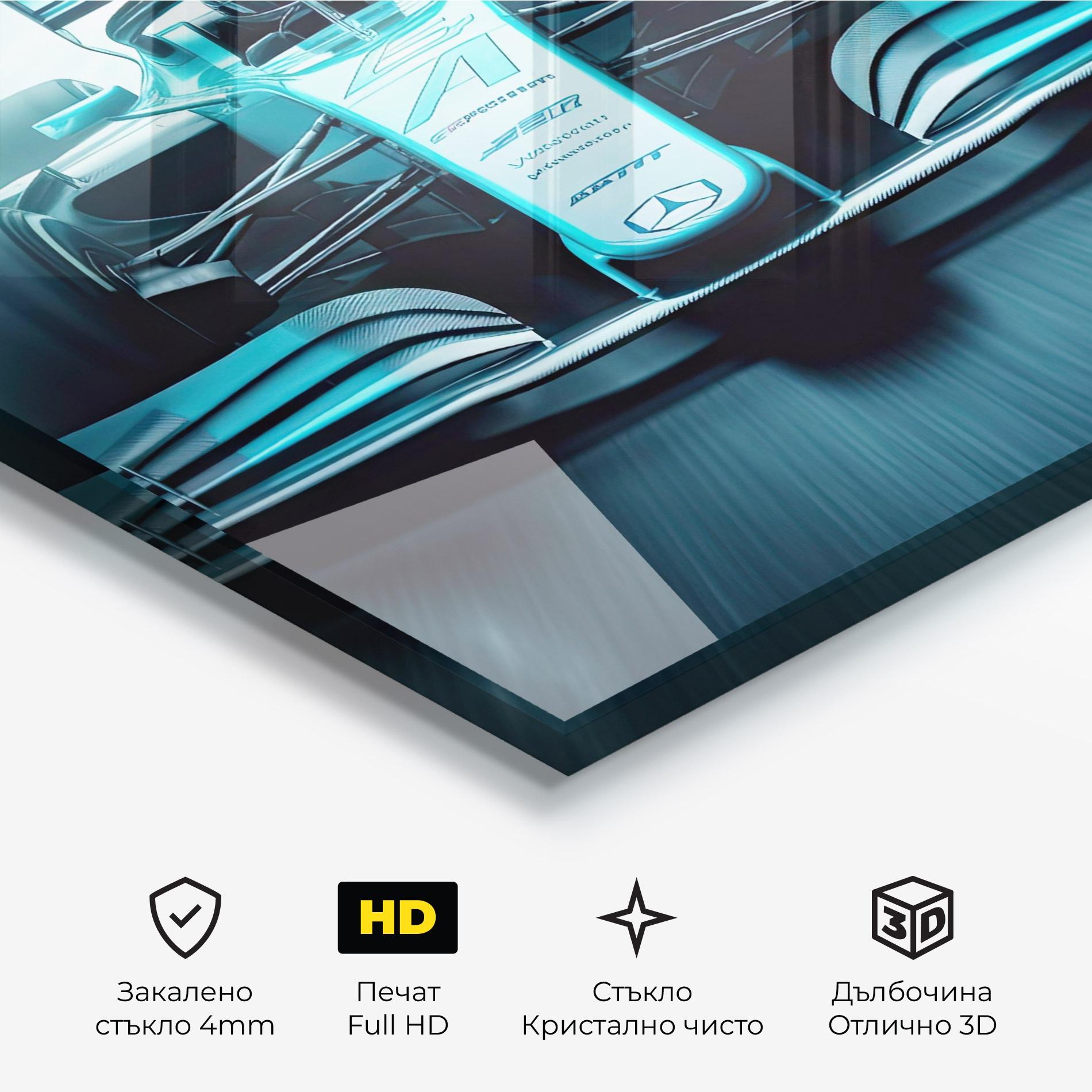 Стъклена картина F1 Smoke Cars mockup 3