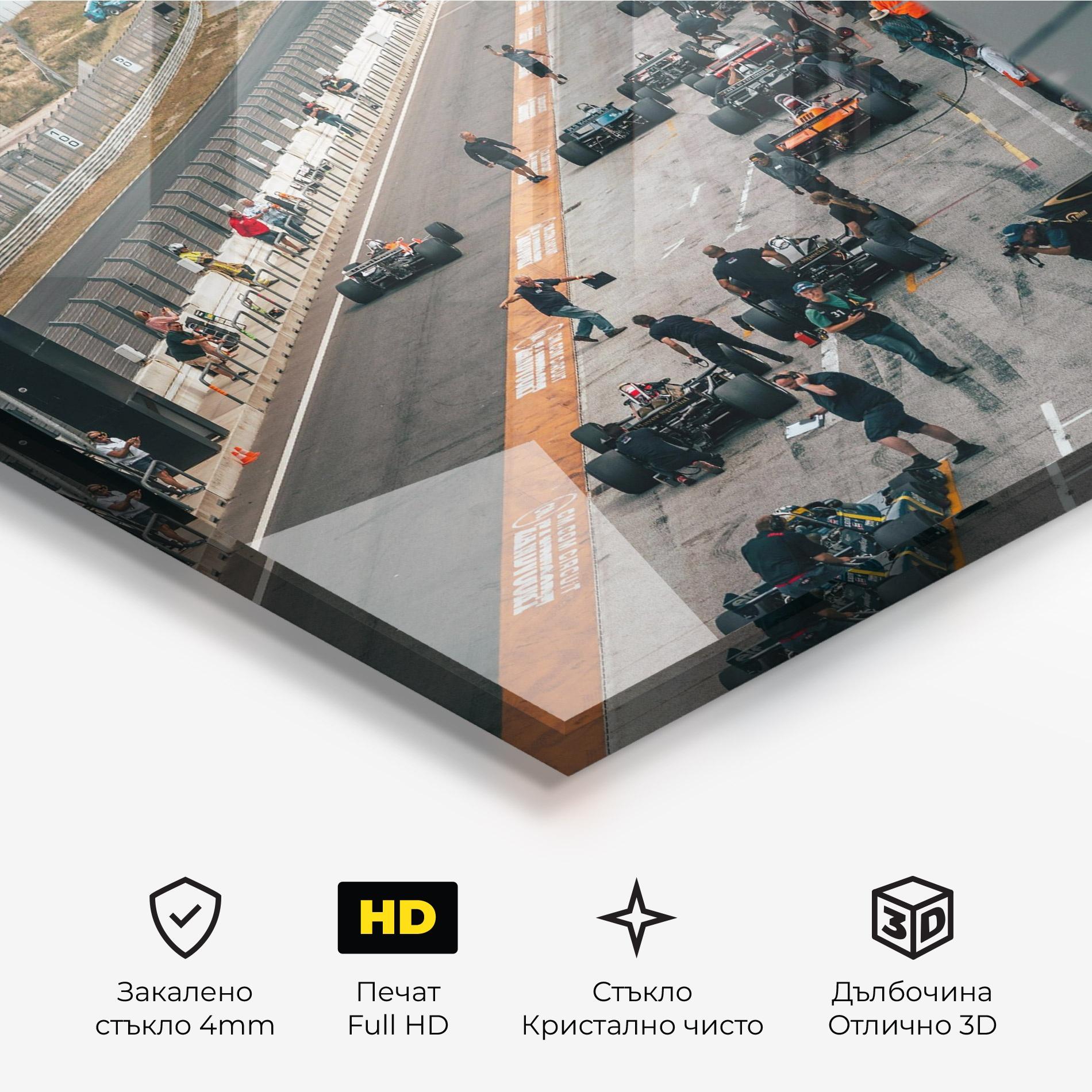 Стъклена картина Fromula 1 Cars mockup 3
