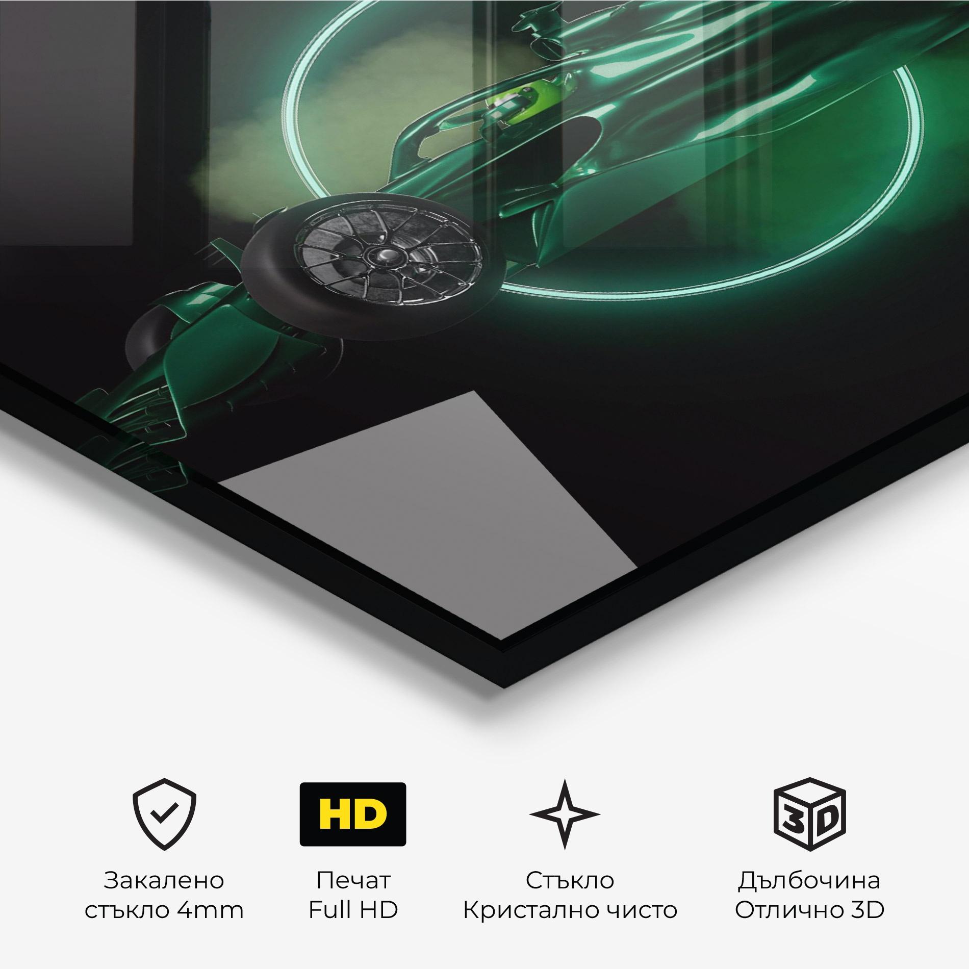 Стъклена картина Green Racing Car mockup 3
