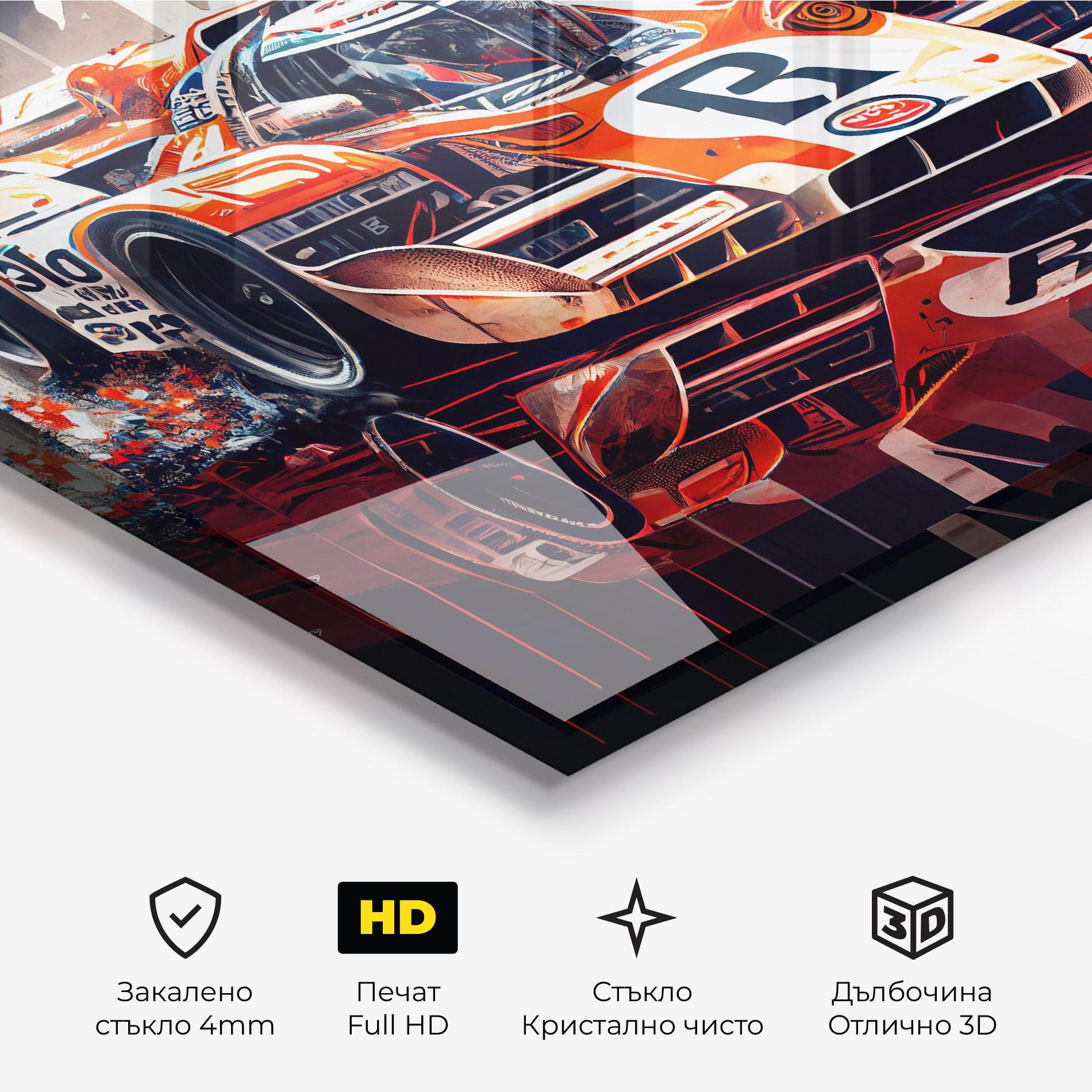 Стъклена картина Red White F1 mockup 3