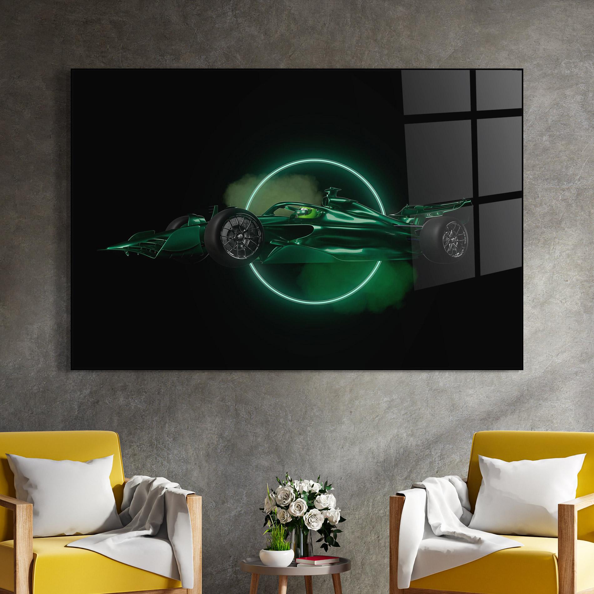 Стъклена картина Green Racing Car mockup 4
