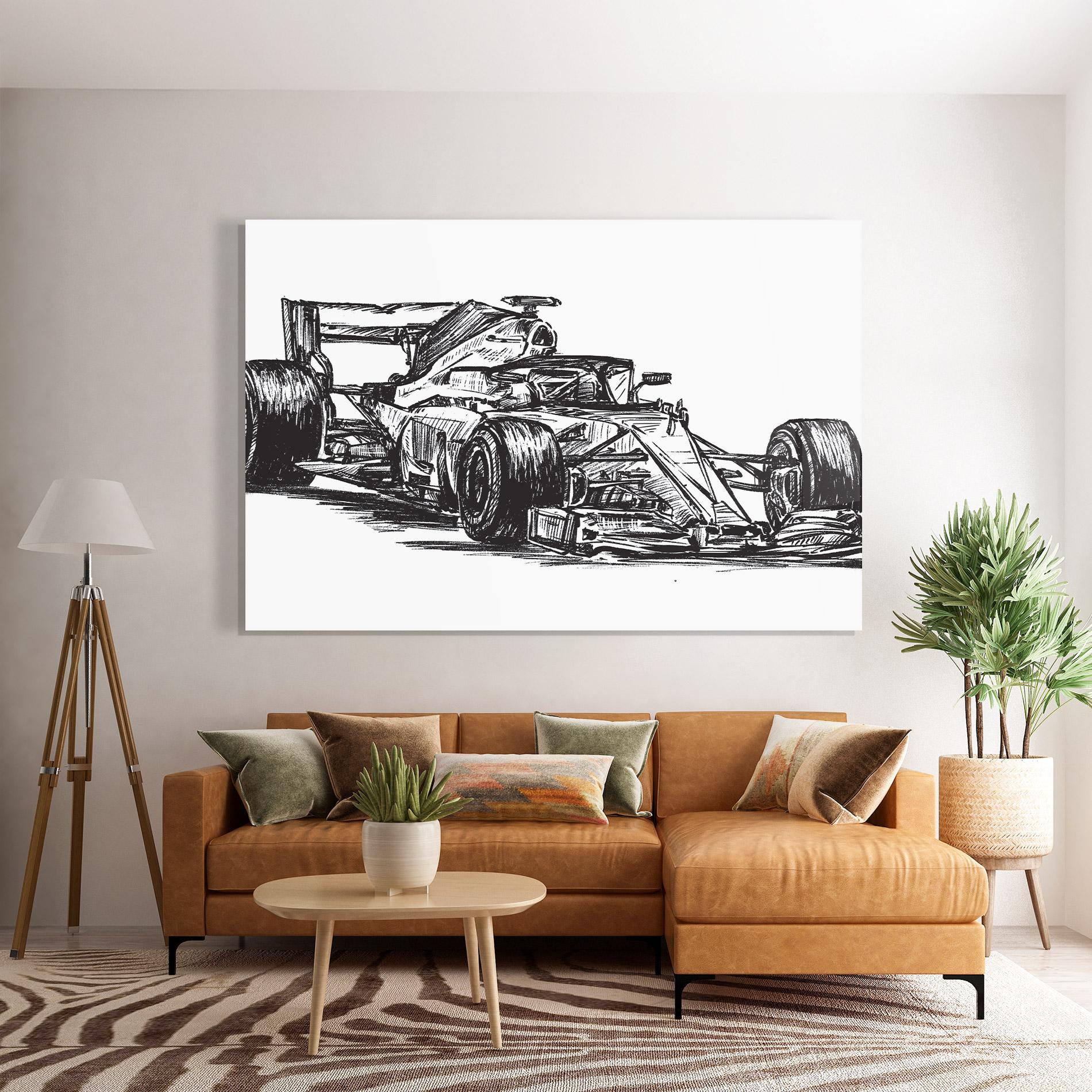 Стъклена картина Black Line F1 mockup 7