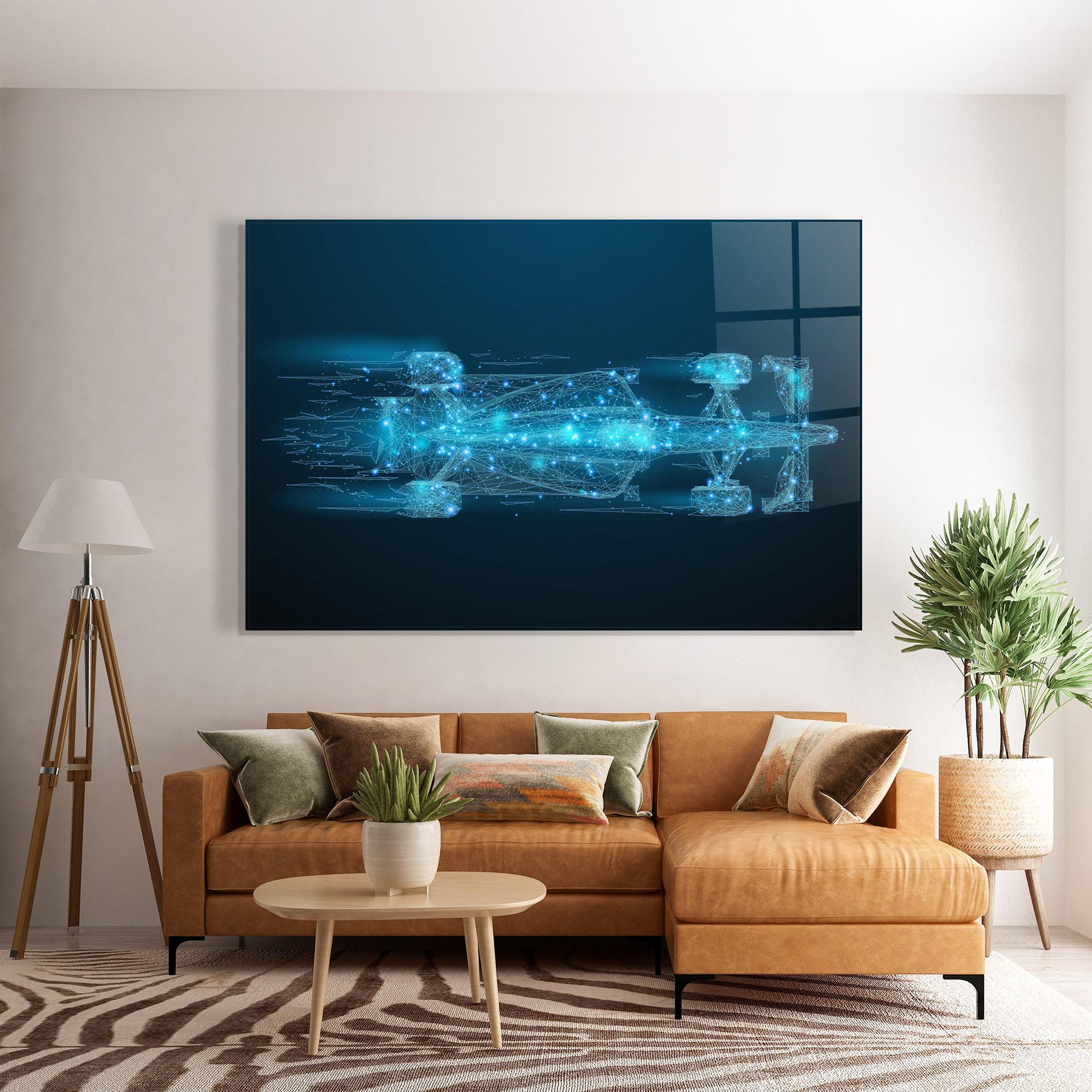 Стъклена картина Blue Light F1 mockup 7