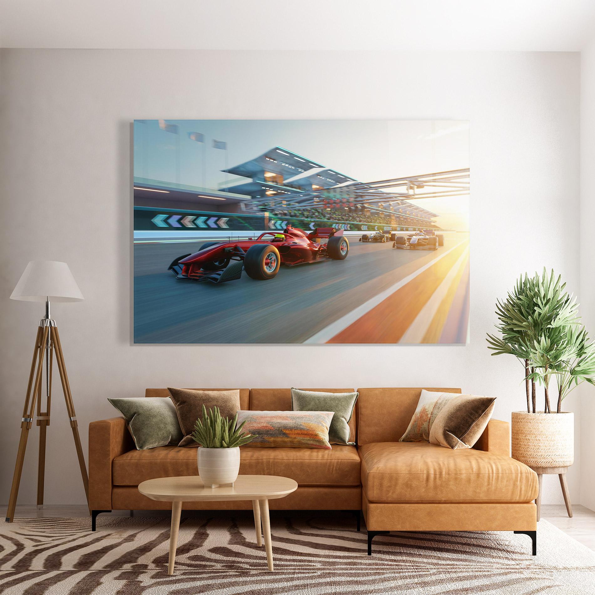 Стъклена картина Red F1 Speed mockup 7