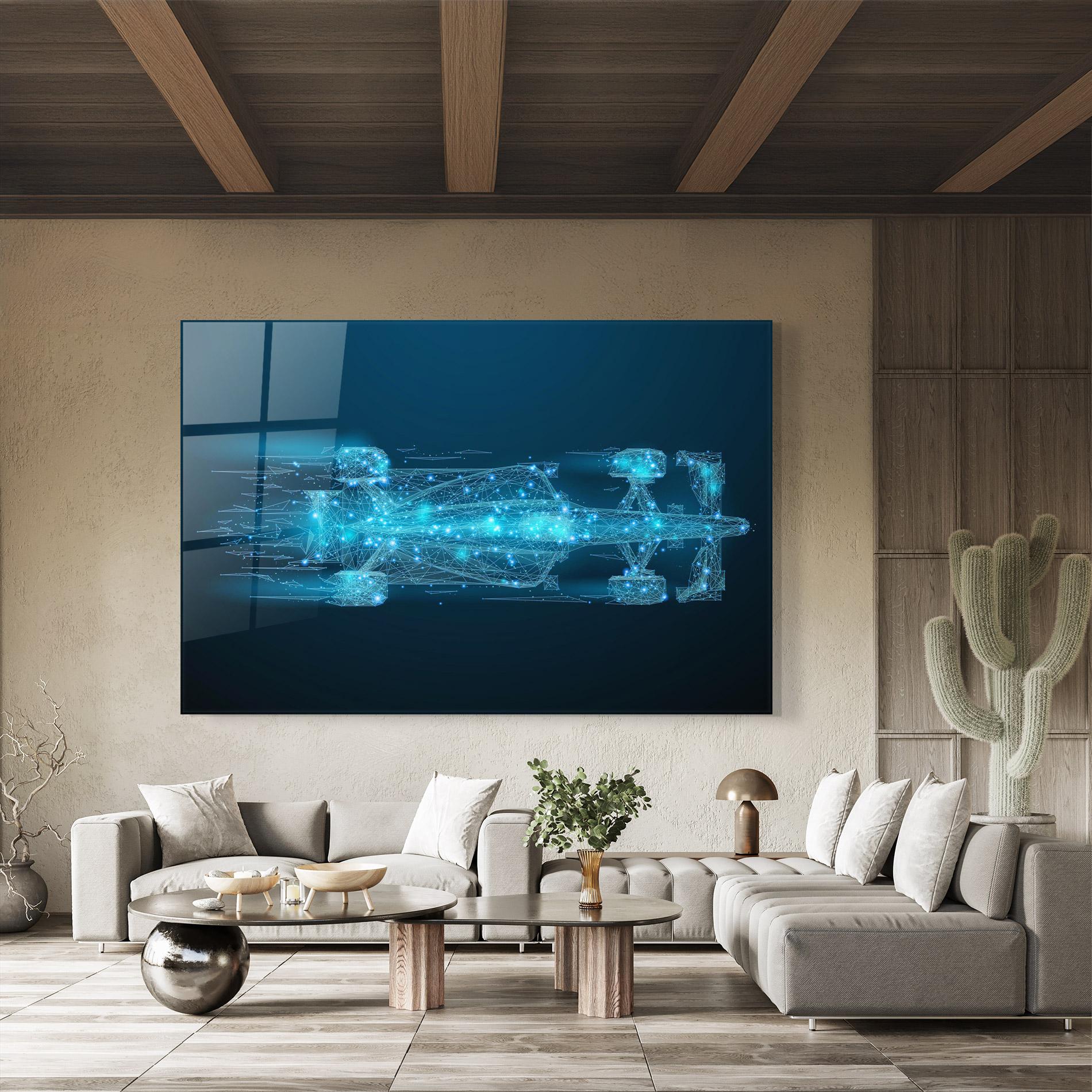 Стъклена картина Blue Light F1 mockup 8