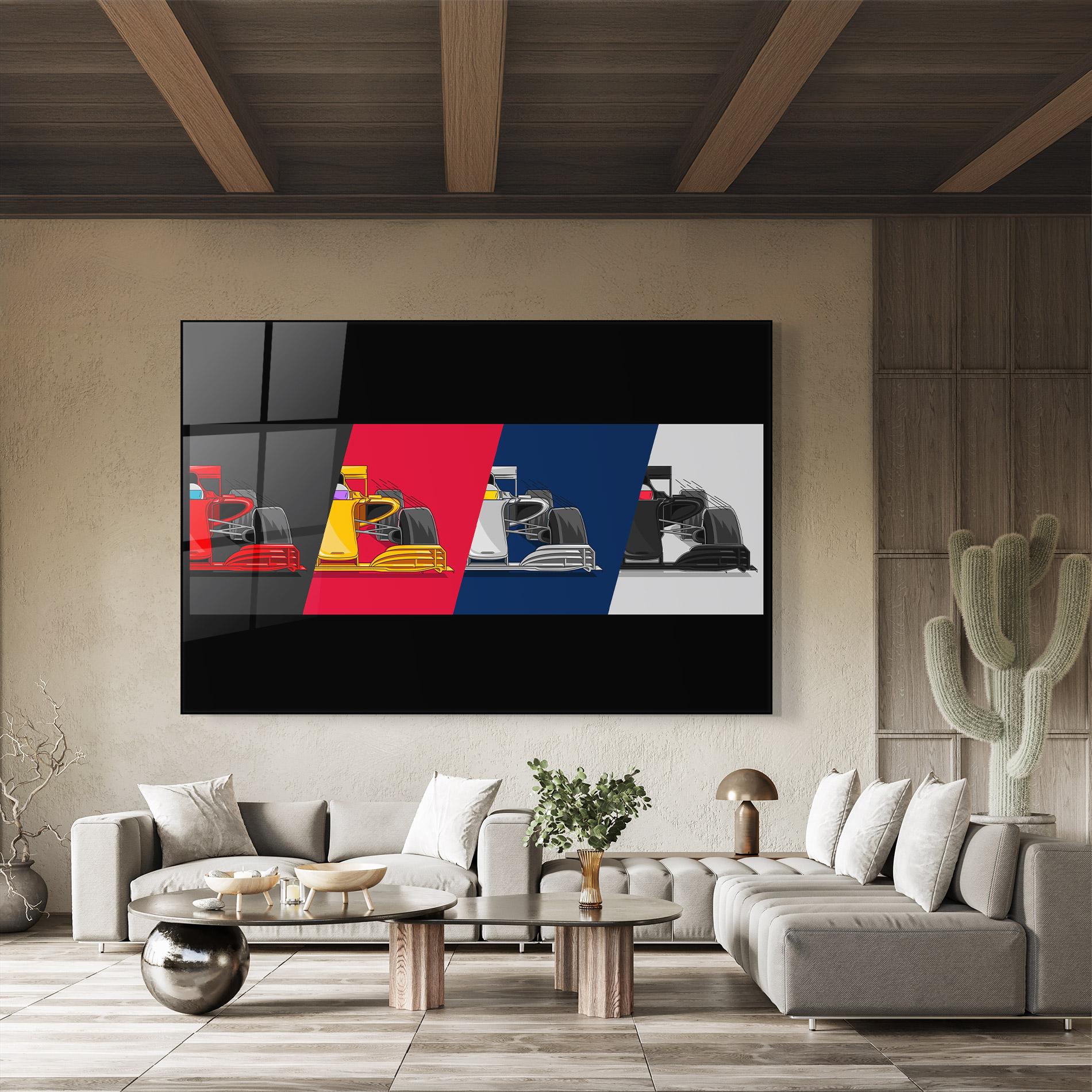 Стъклена картина F1 Cars mockup 8