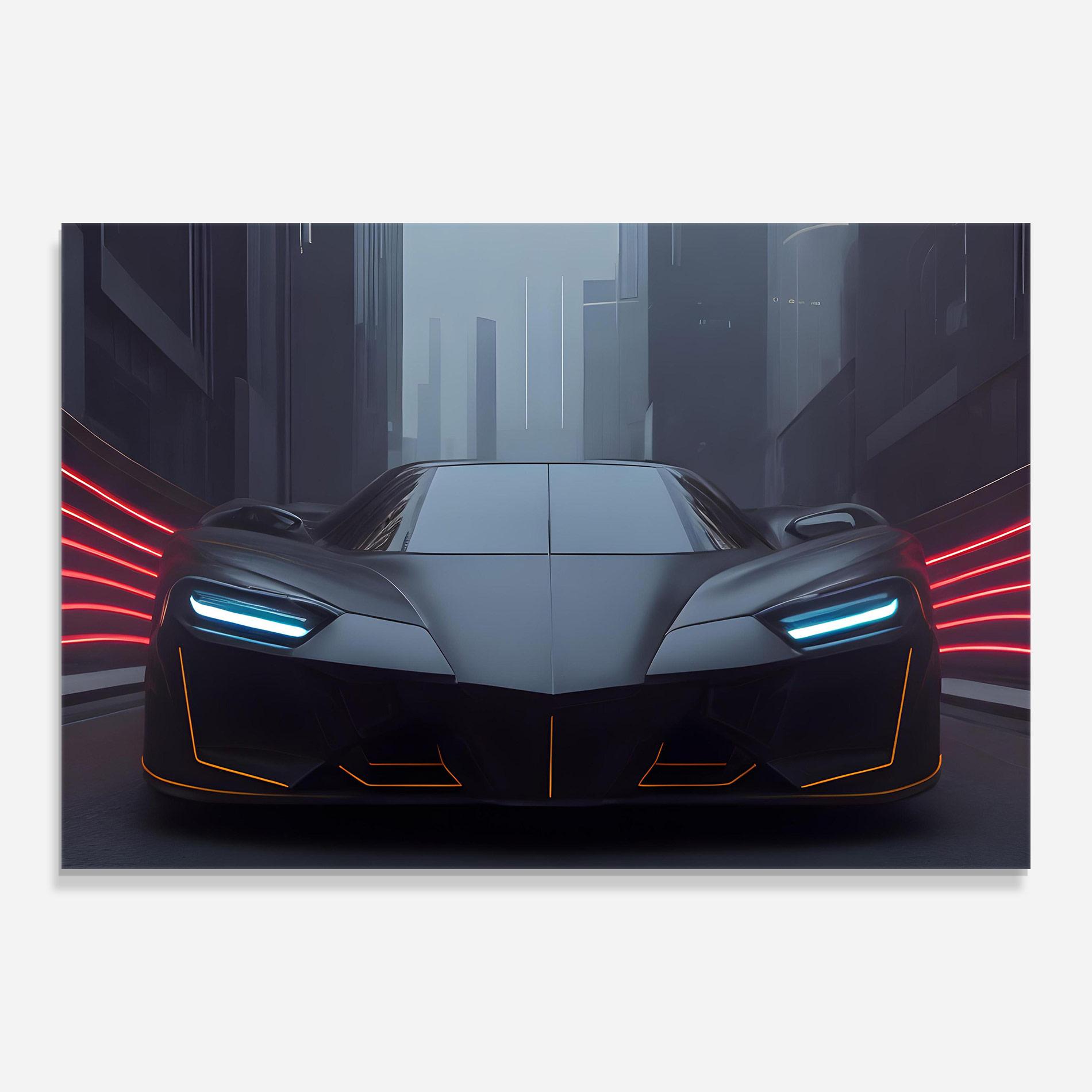 Стъклена картина Back Futuristic Hypercar mockup 0