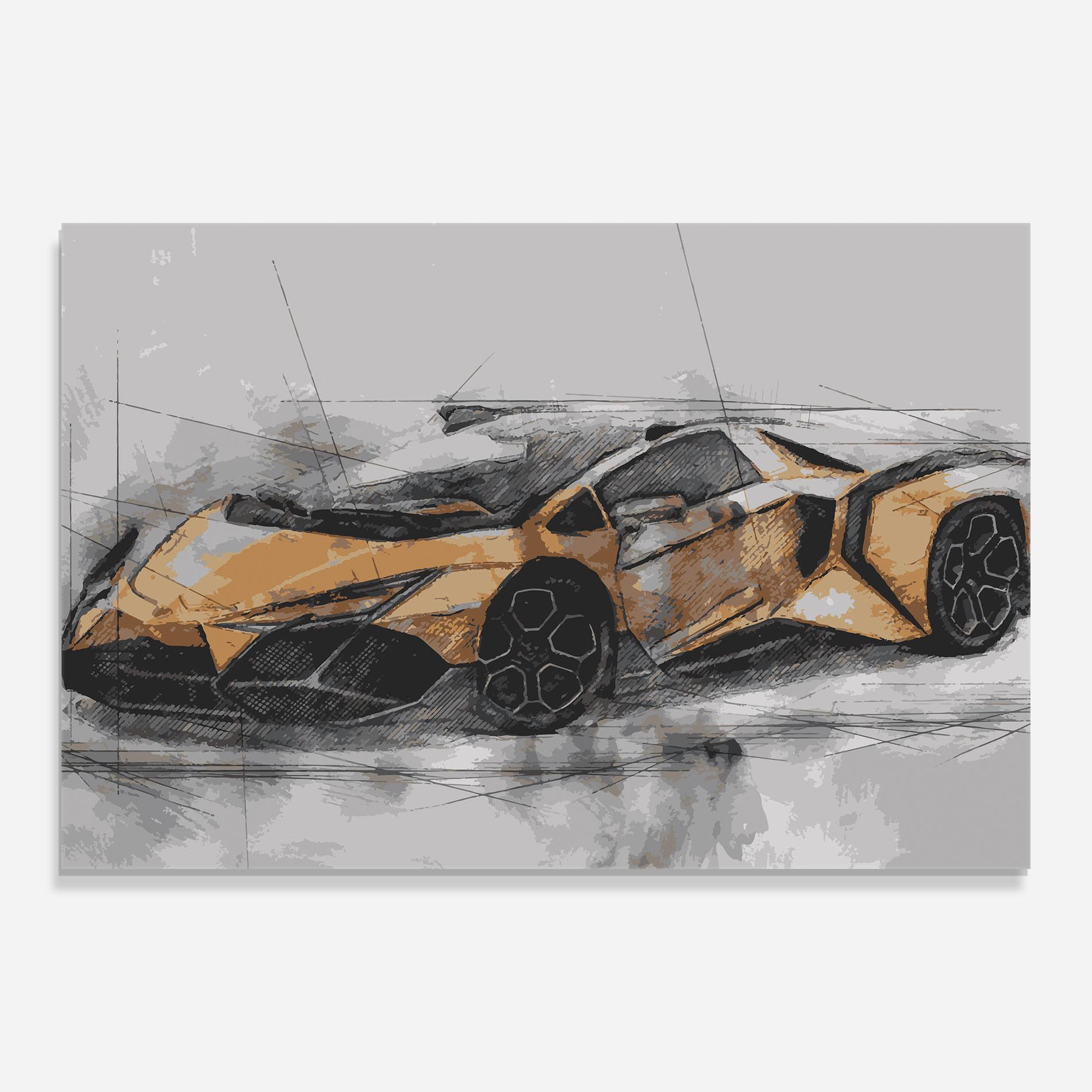 Стъклена картина Orange Sport Car mockup 0