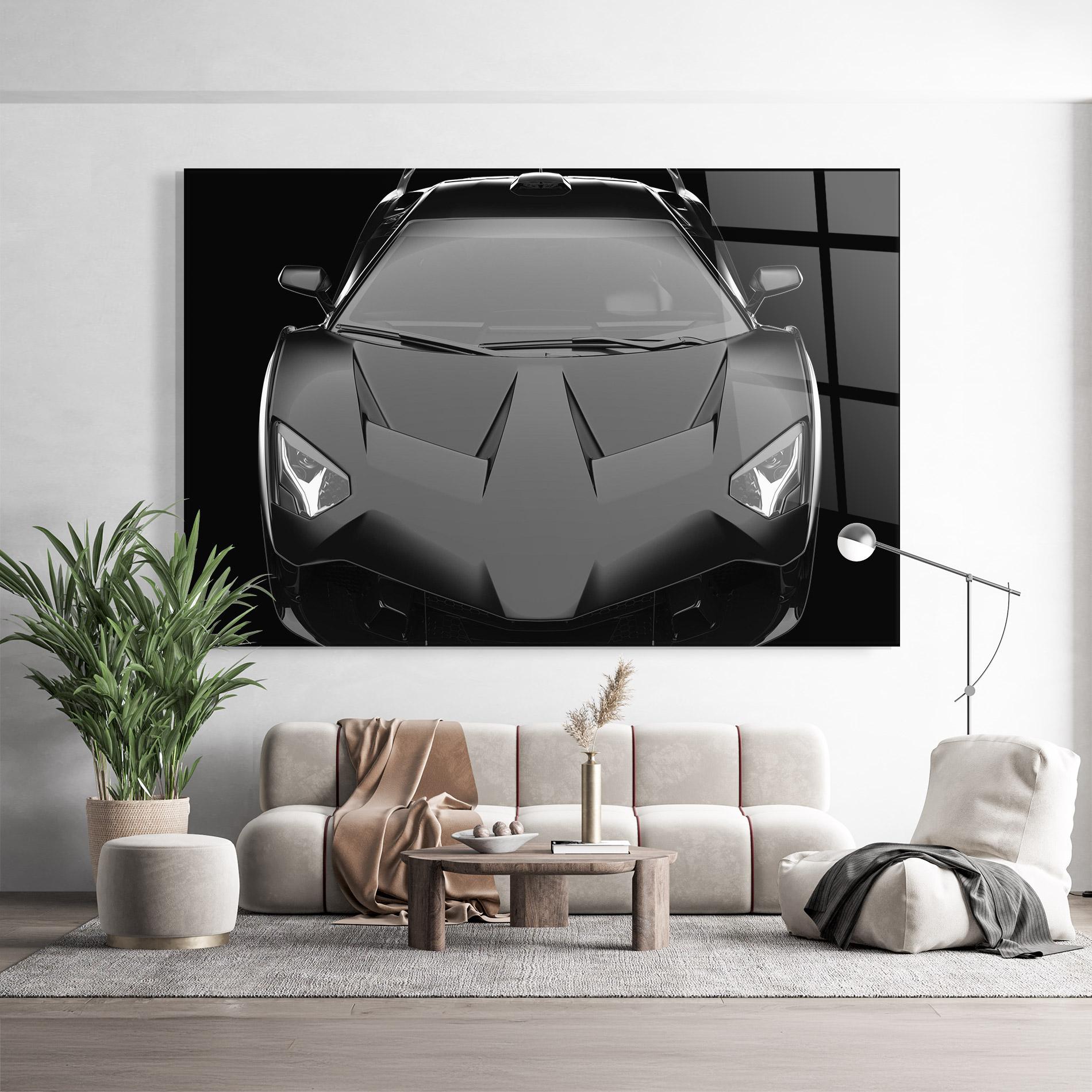 Стъклена картина Black Matte Lambo mockup 9