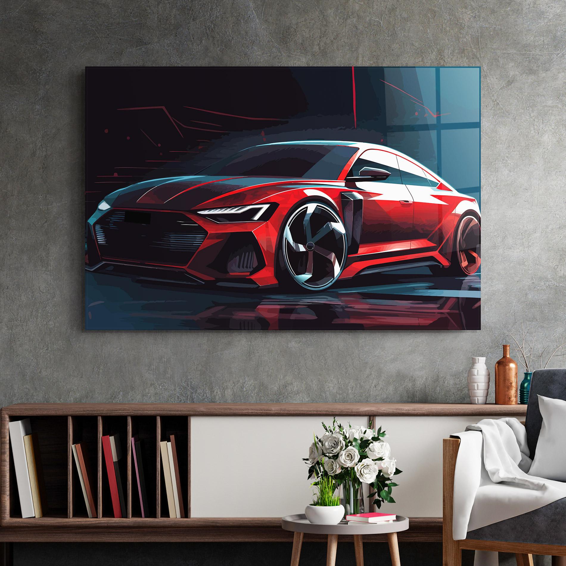 Стъклена картина Red Blue Sport Car mockup 2