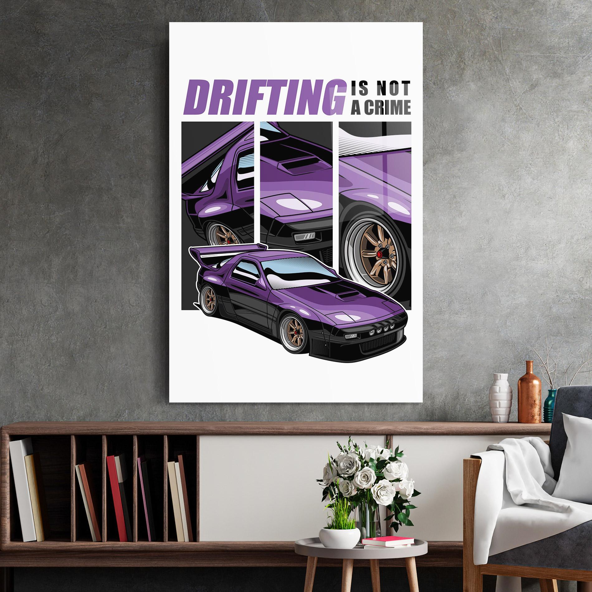 Стъклена картина Drift Purple Car mockup 2