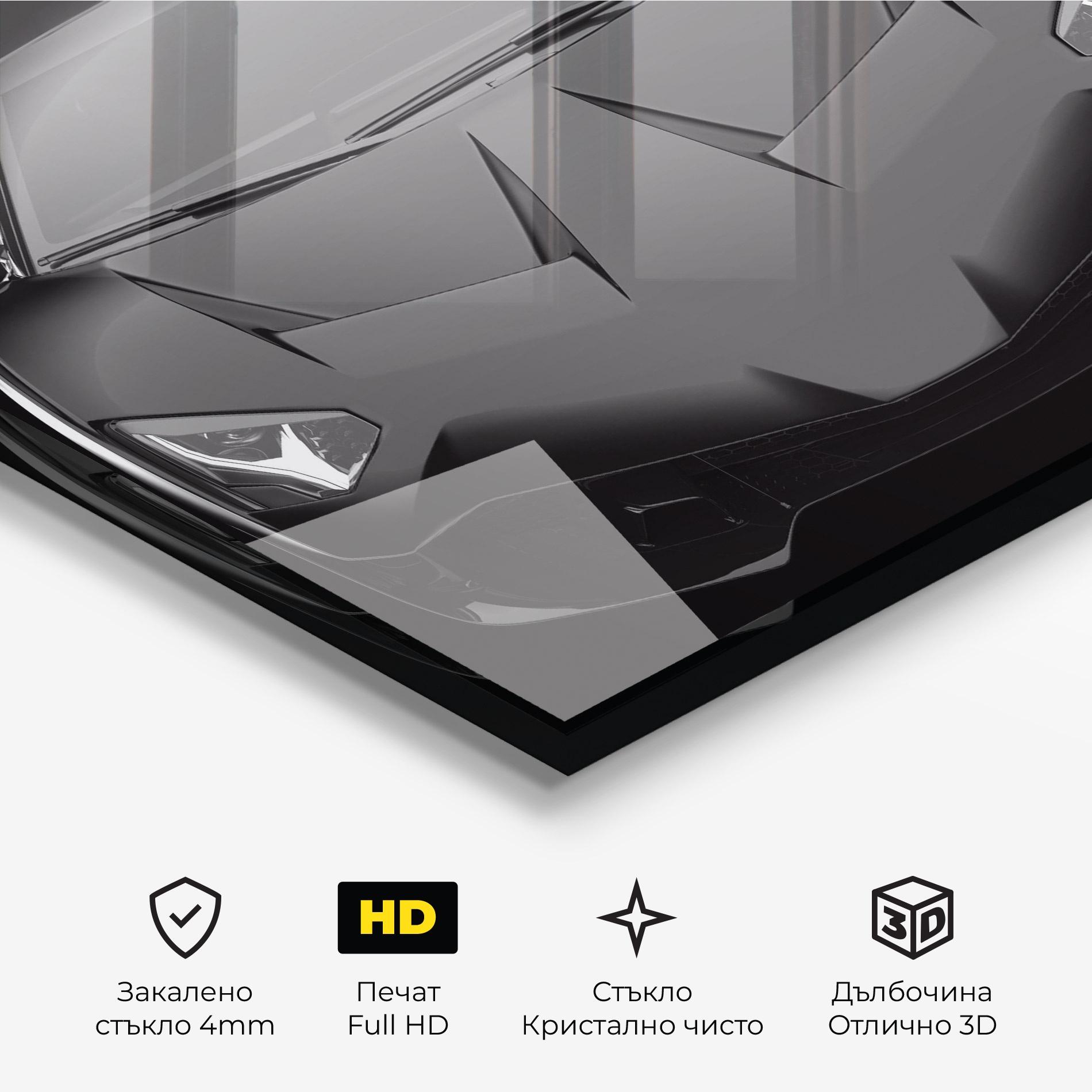 Стъклена картина Black Matte Lambo mockup 3
