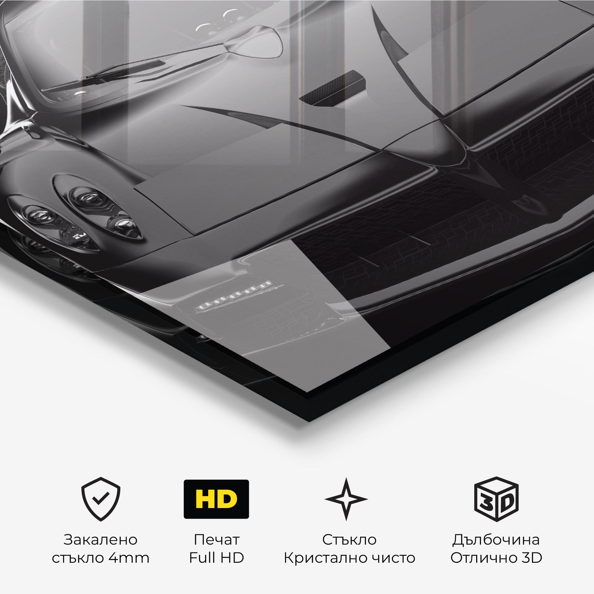 Стъклена картина Black Matte Pagani mockup 3