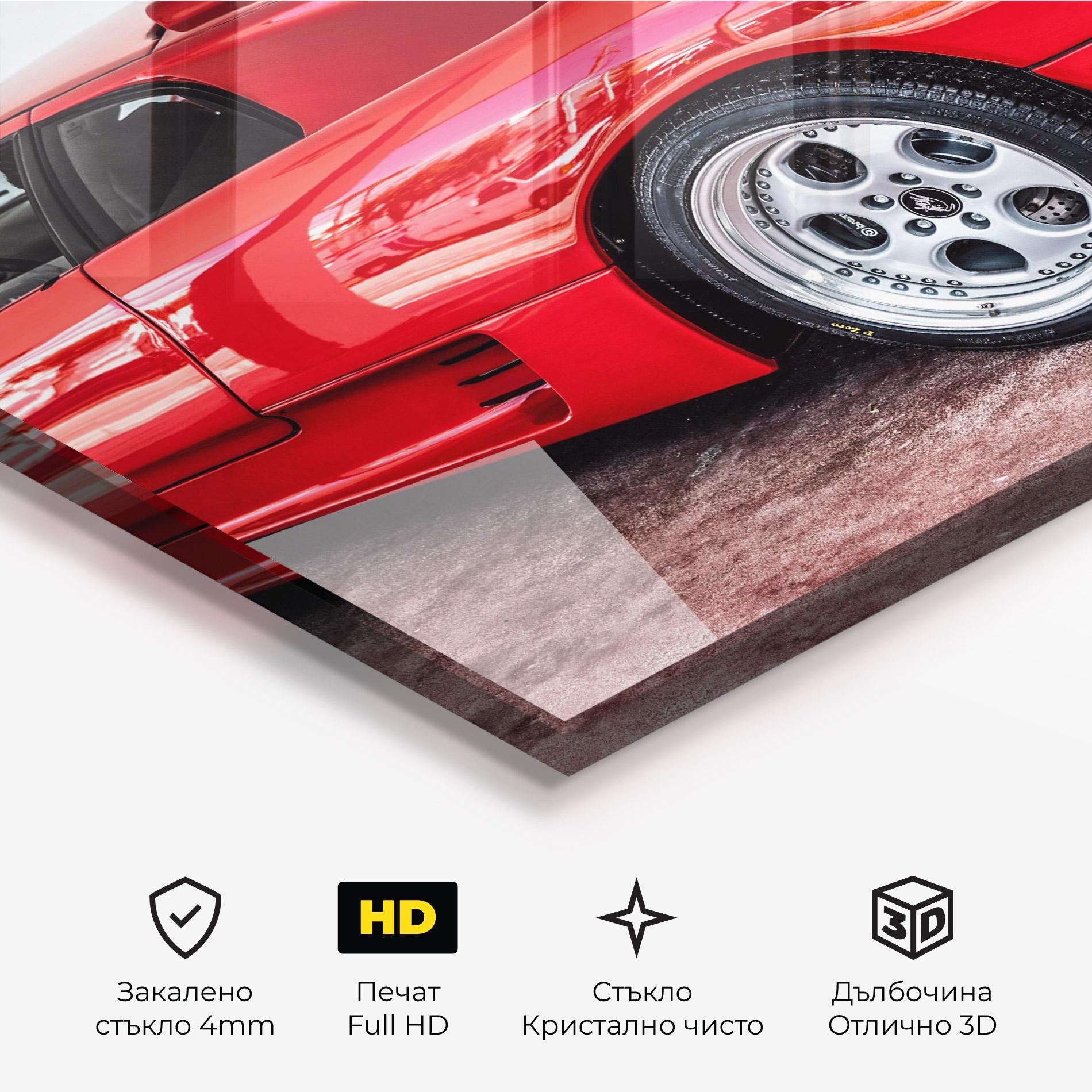 Стъклена картина Red Diablo Lambo mockup 3