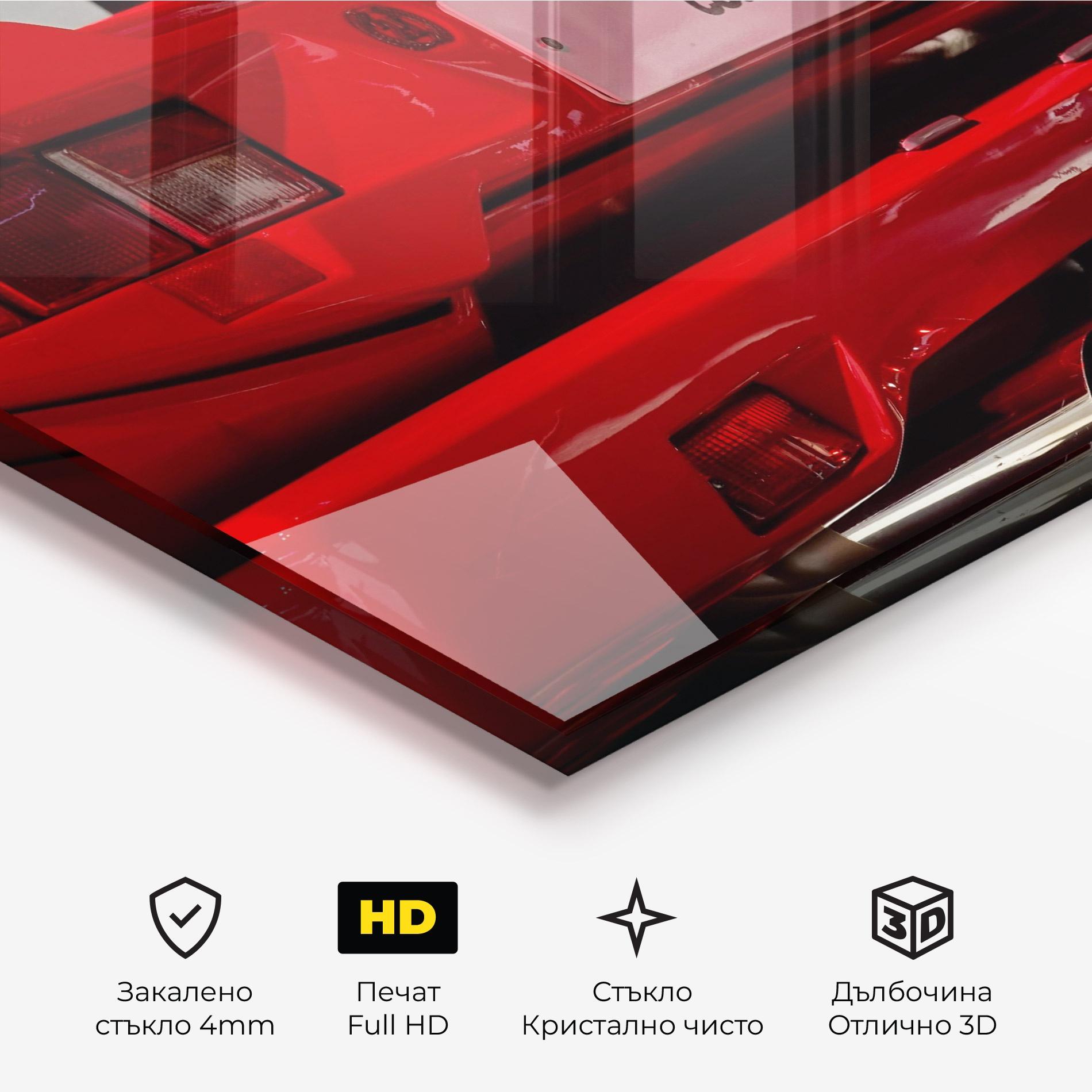 Стъклена картина Red Rear Countach mockup 3