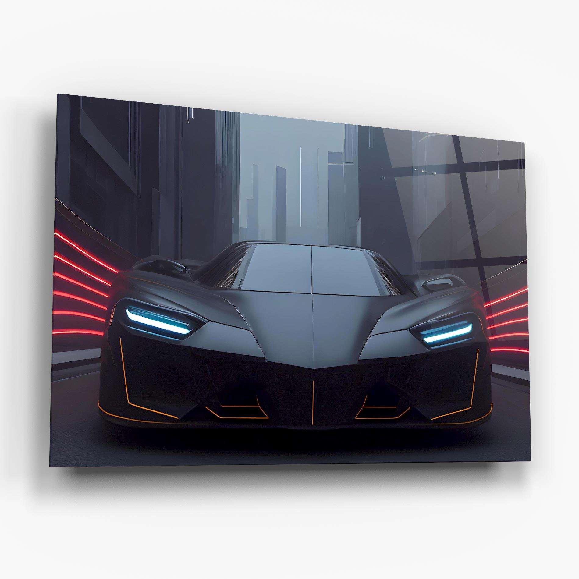 Стъклена картина Back Futuristic Hypercar mockup 6